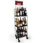 14"w Metal Shelving Display w/ Wheels, 3 Shelves, and Header - Black