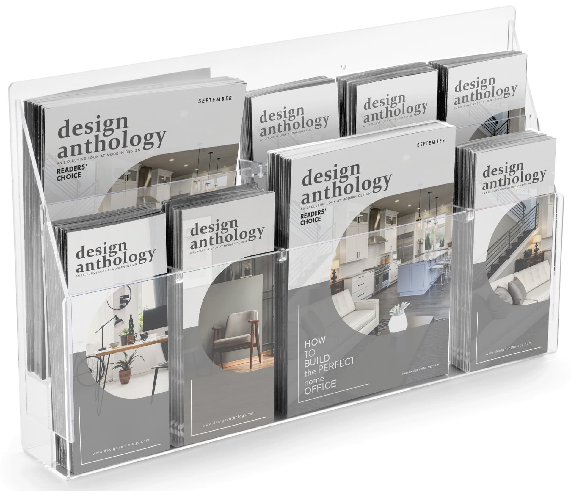 Lucite Brochure Holder with Adjustable Pockets