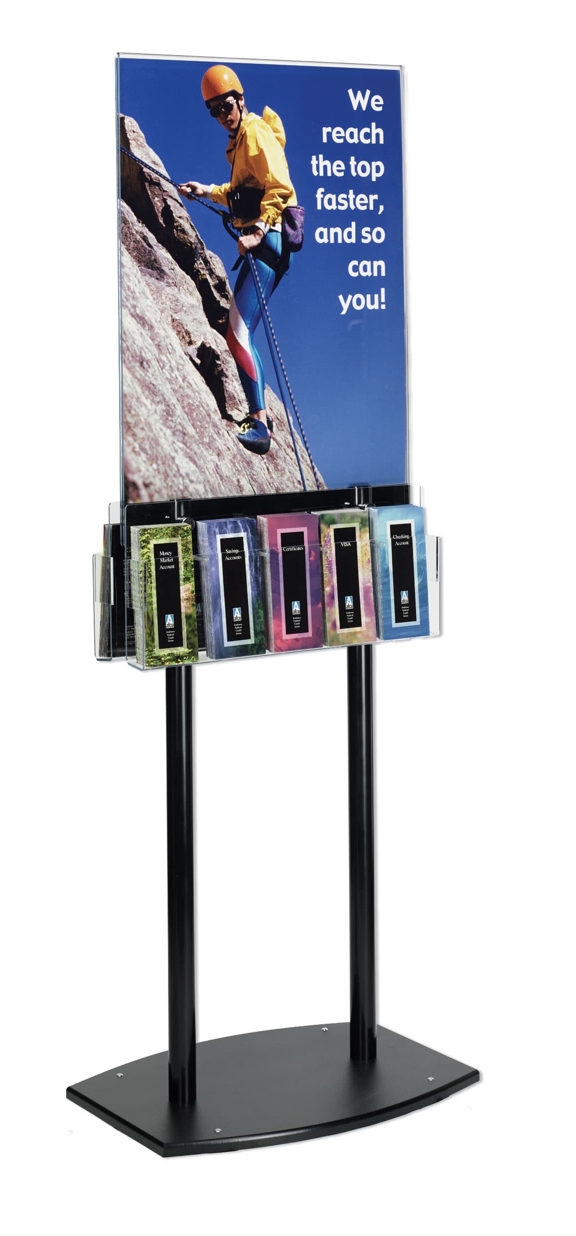 Acrylic Poster Stand - Black Two 5 Pocket Attachments