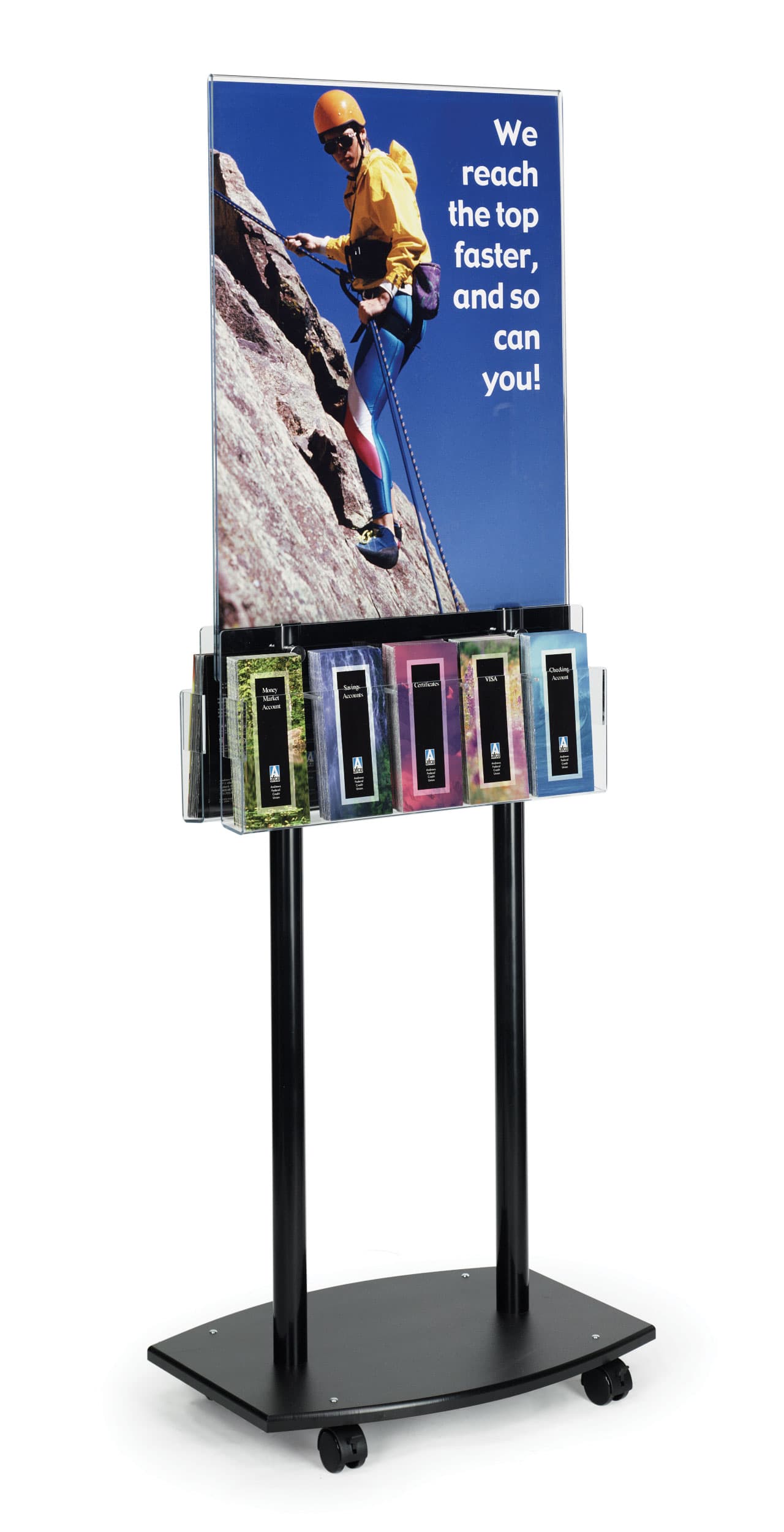 Poster Display Fixture - With Roller Wheels Two 5 Pocket Attachments