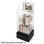 Tiered Acrylic Newspaper Rack w/ Black Base for Floor, Header - Clear