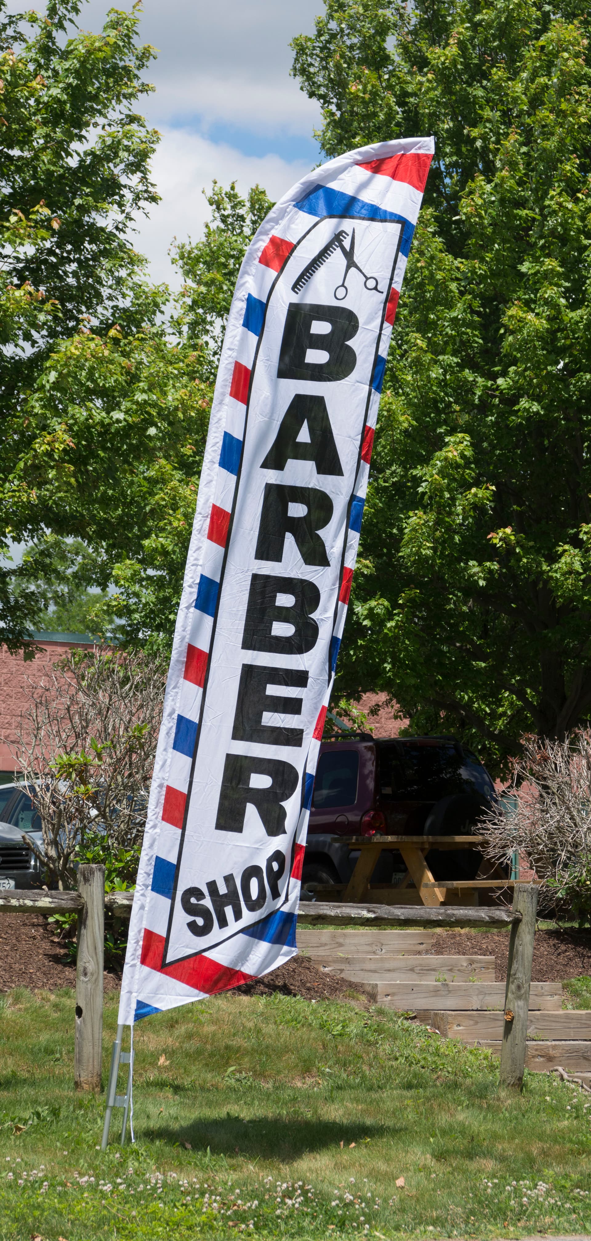 Barber Shop Flag with Blue and Red Stripes