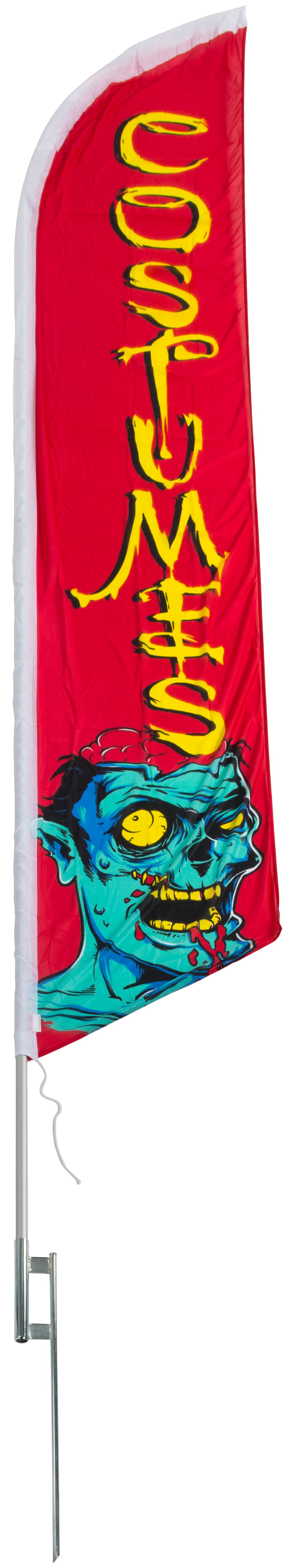 Halloween feather COSTUMES flag with zombie artwork