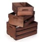 Wooden Crate Dump Bins, Set of 3, Nesting – Dark Brown