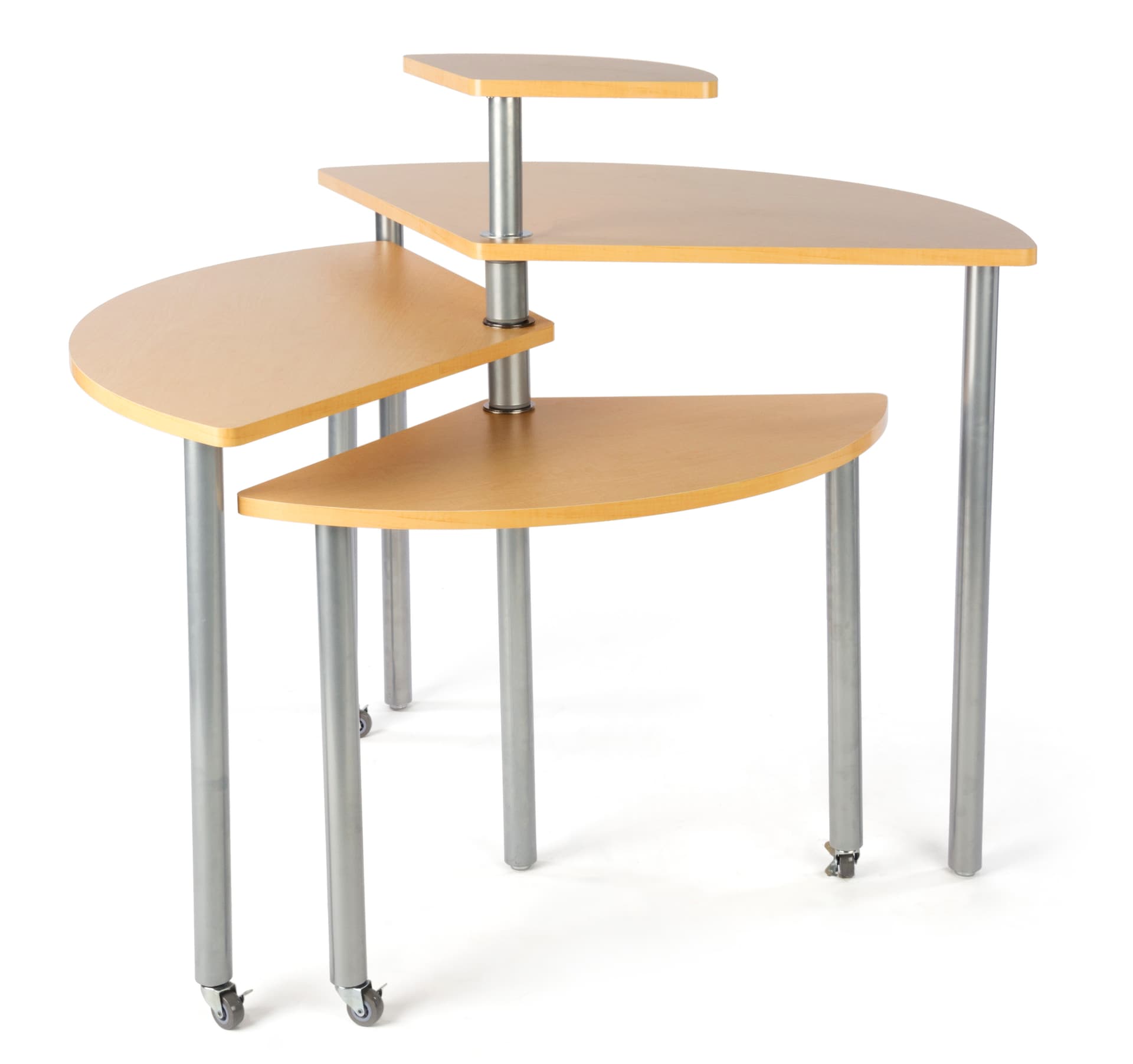 Maple Rotating Retail Display Table Made of Melamine & Aluminum