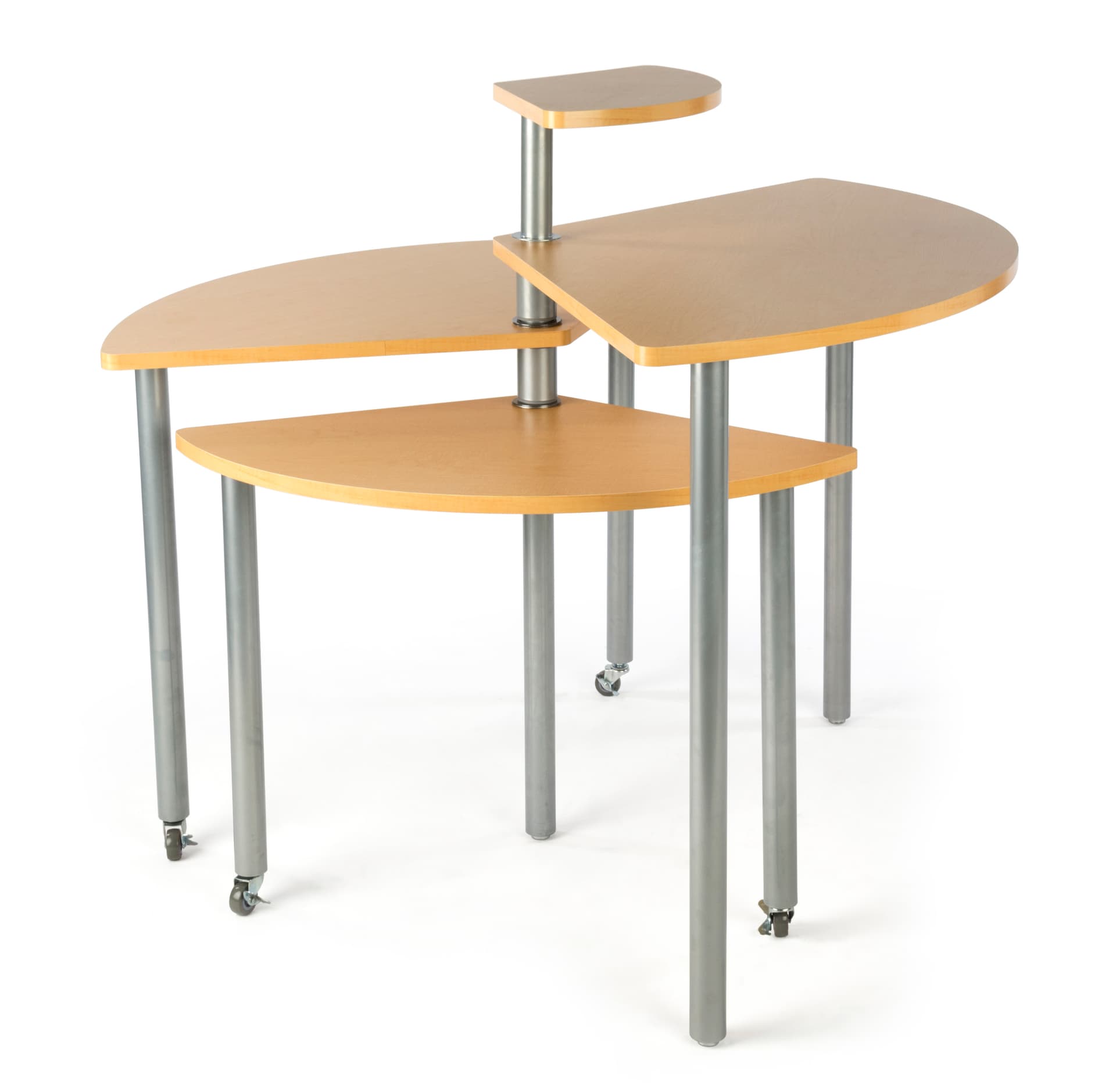 Maple Rotating Retail Display Table Moves Easily
