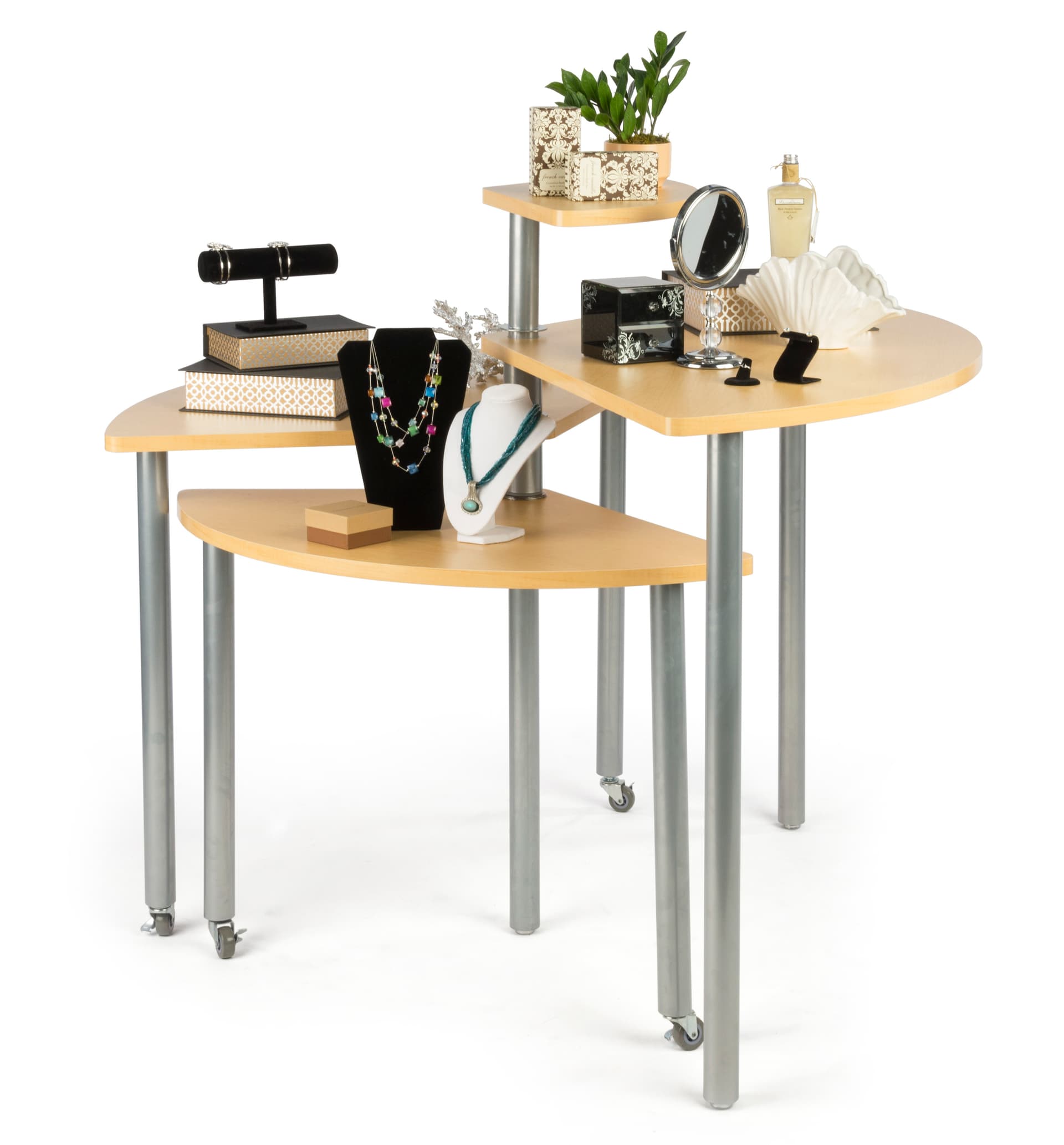 Maple Rotating Retail Display Table is Nesting