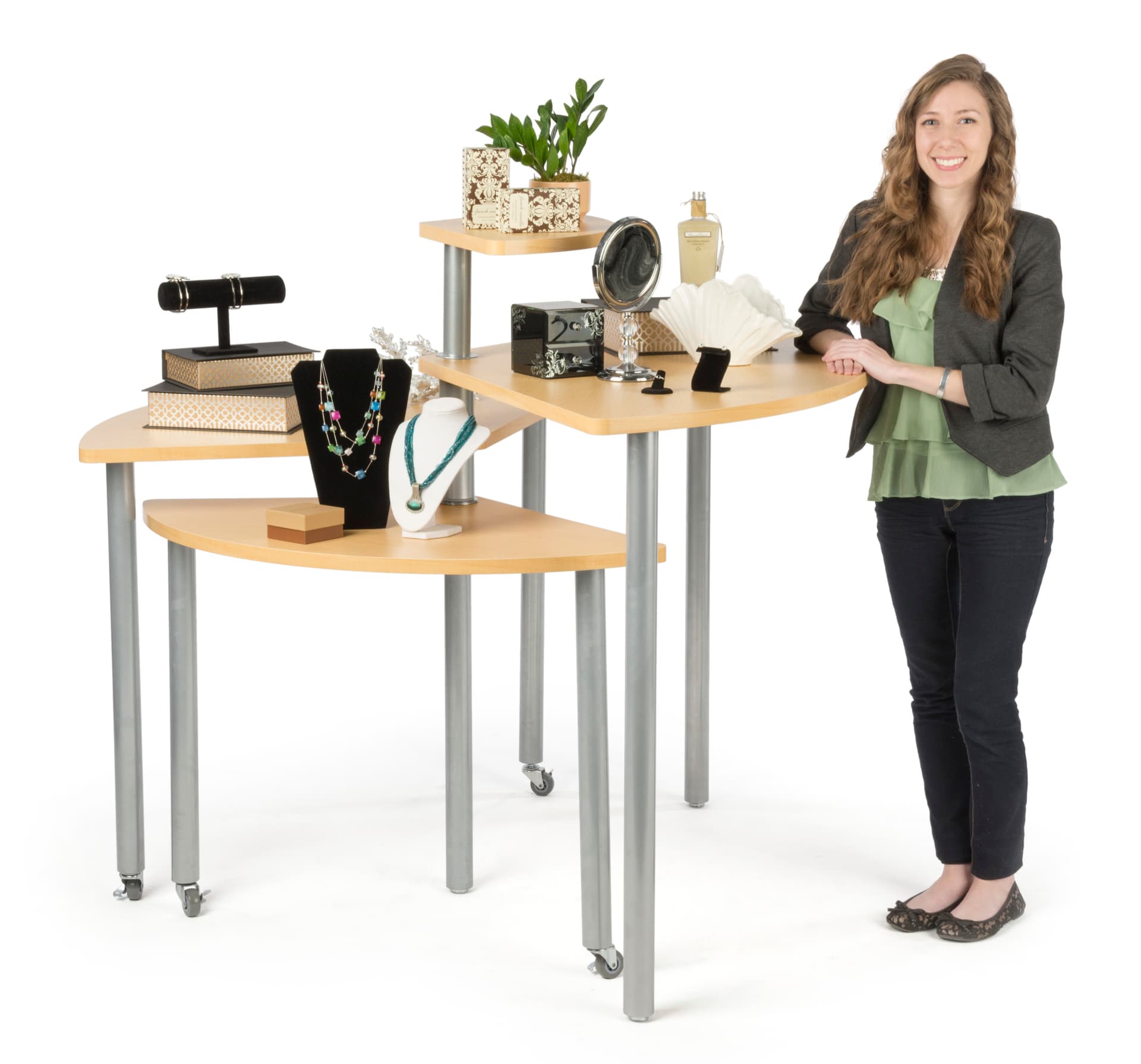 Maple Rotating Retail Display Table for Showcasing Merchandise