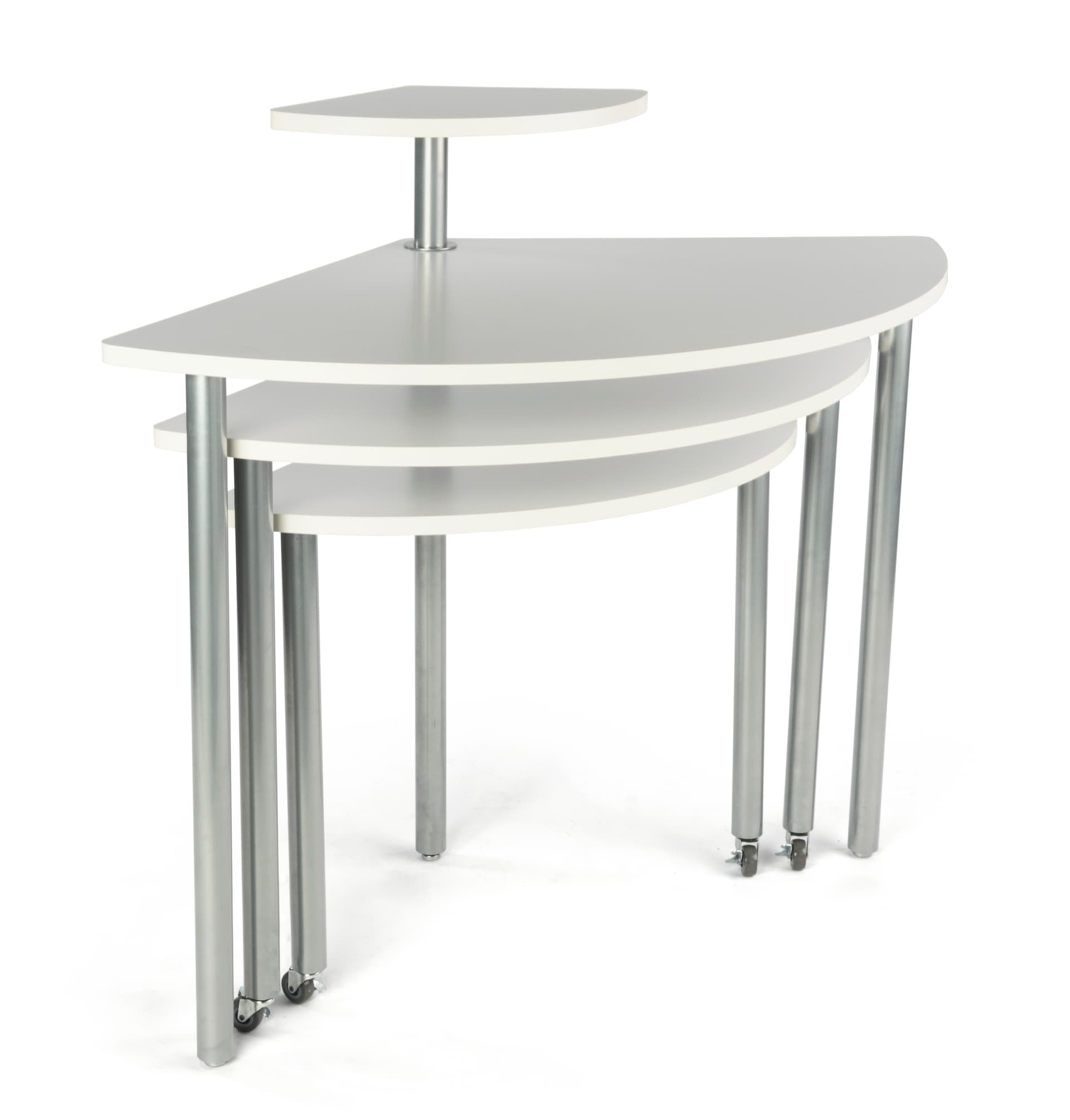White Rotating Retail Display Table with Multiple Layers