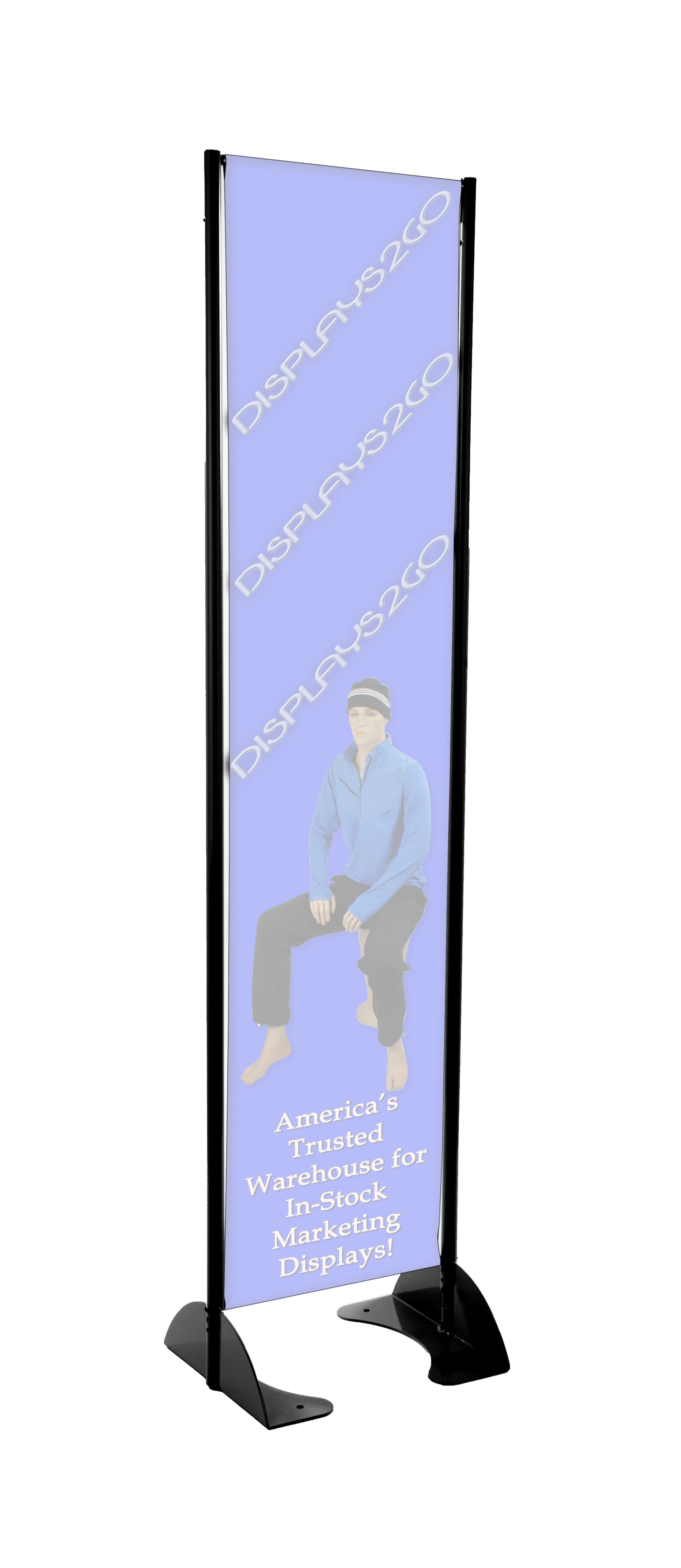 16" x 72" Black Permanent Banner Stand For Outdoor Use