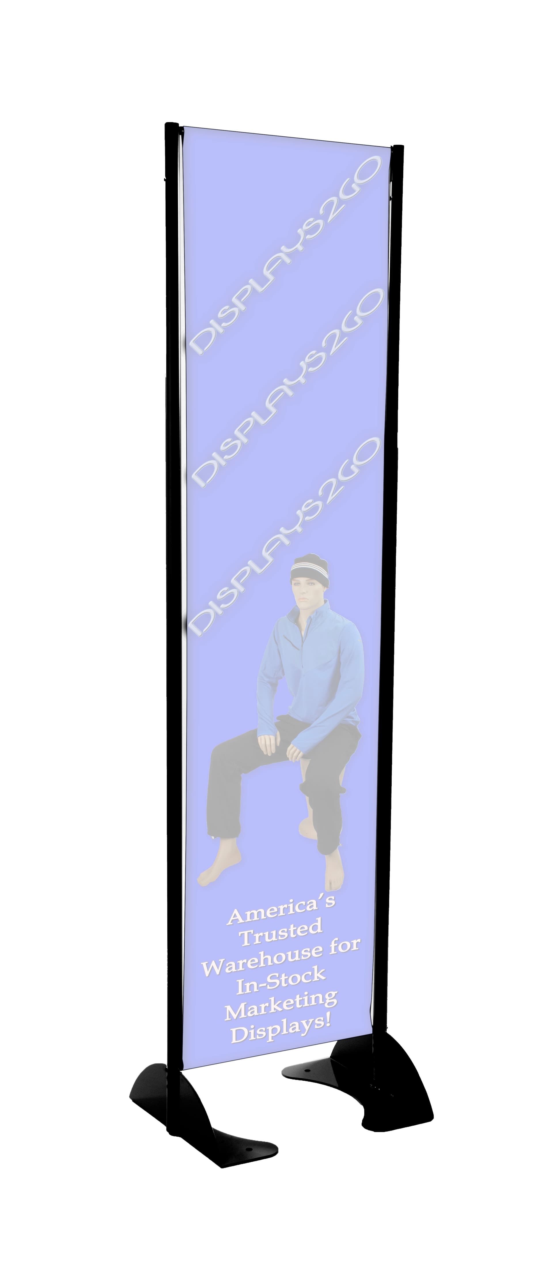 18" x 72" Black Permanent Banner Stand w/o Graphic; For Outdoor Advertising