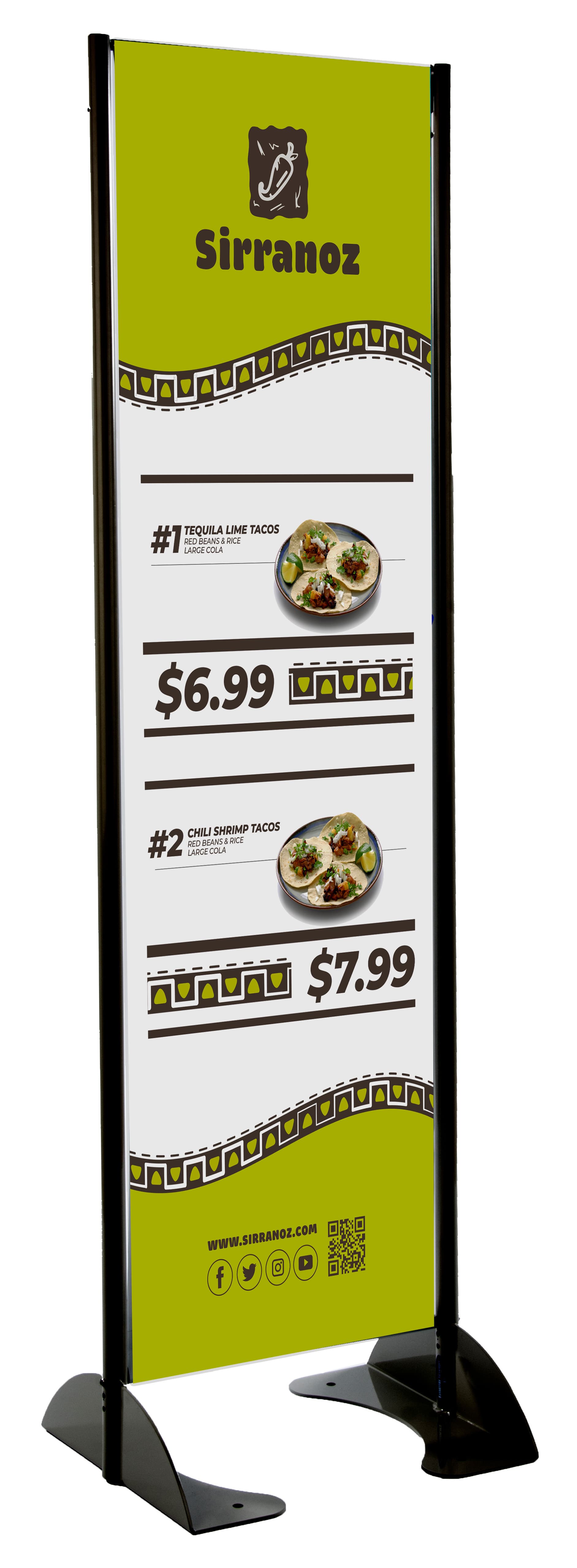 20” x 72” Black Permanent Banner Stand with Single Sided Graphic for Parking Areas