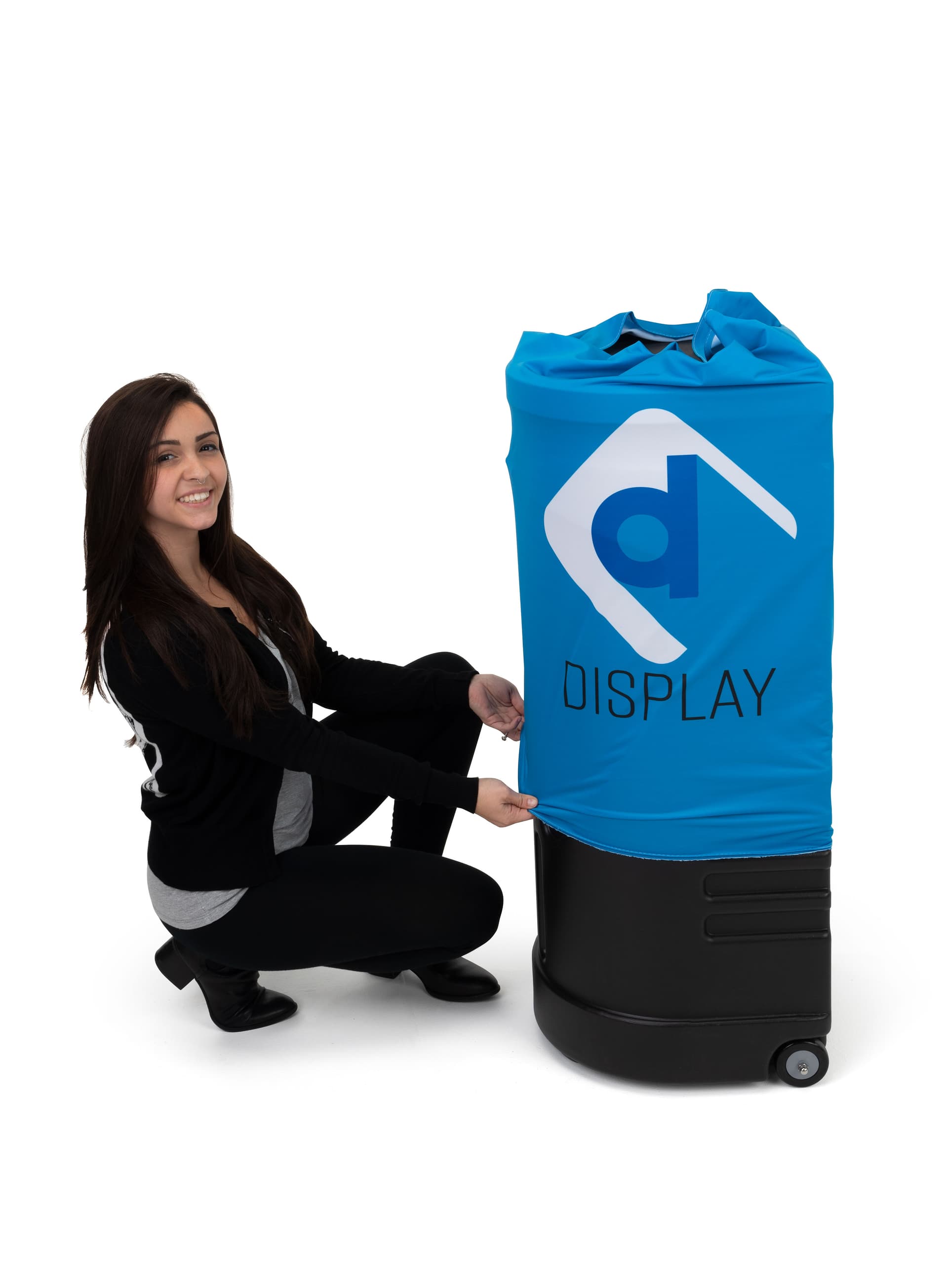 case to counter conversion kit with easy-stretch polyester that easily slides down podium 
