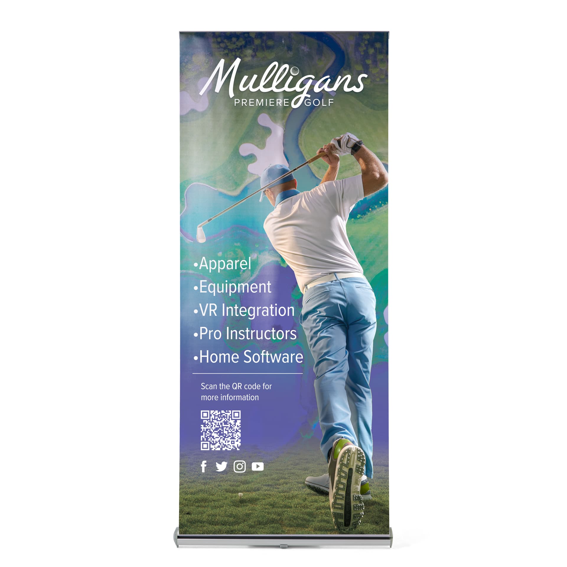 Weighted outdoor banner stand with full color custom graphic