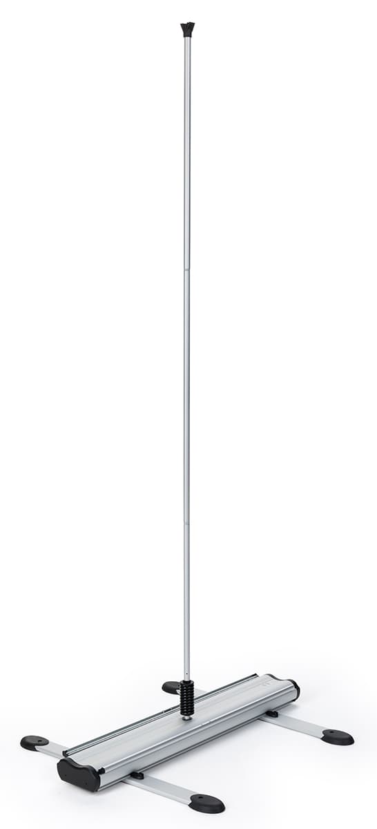 Outdoor double-sided banner display stand with 3-piece bungee pole