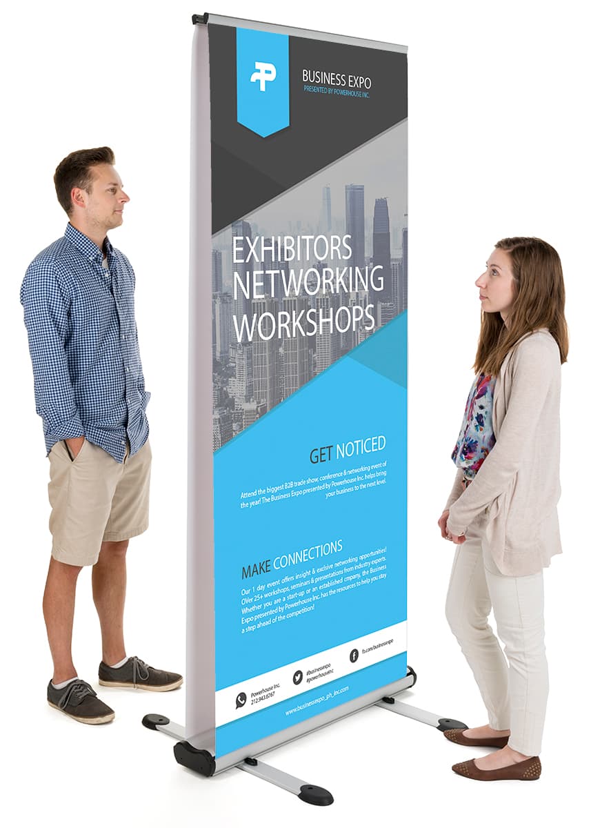 Outdoor double-sided banner display stand for 2 custom prints