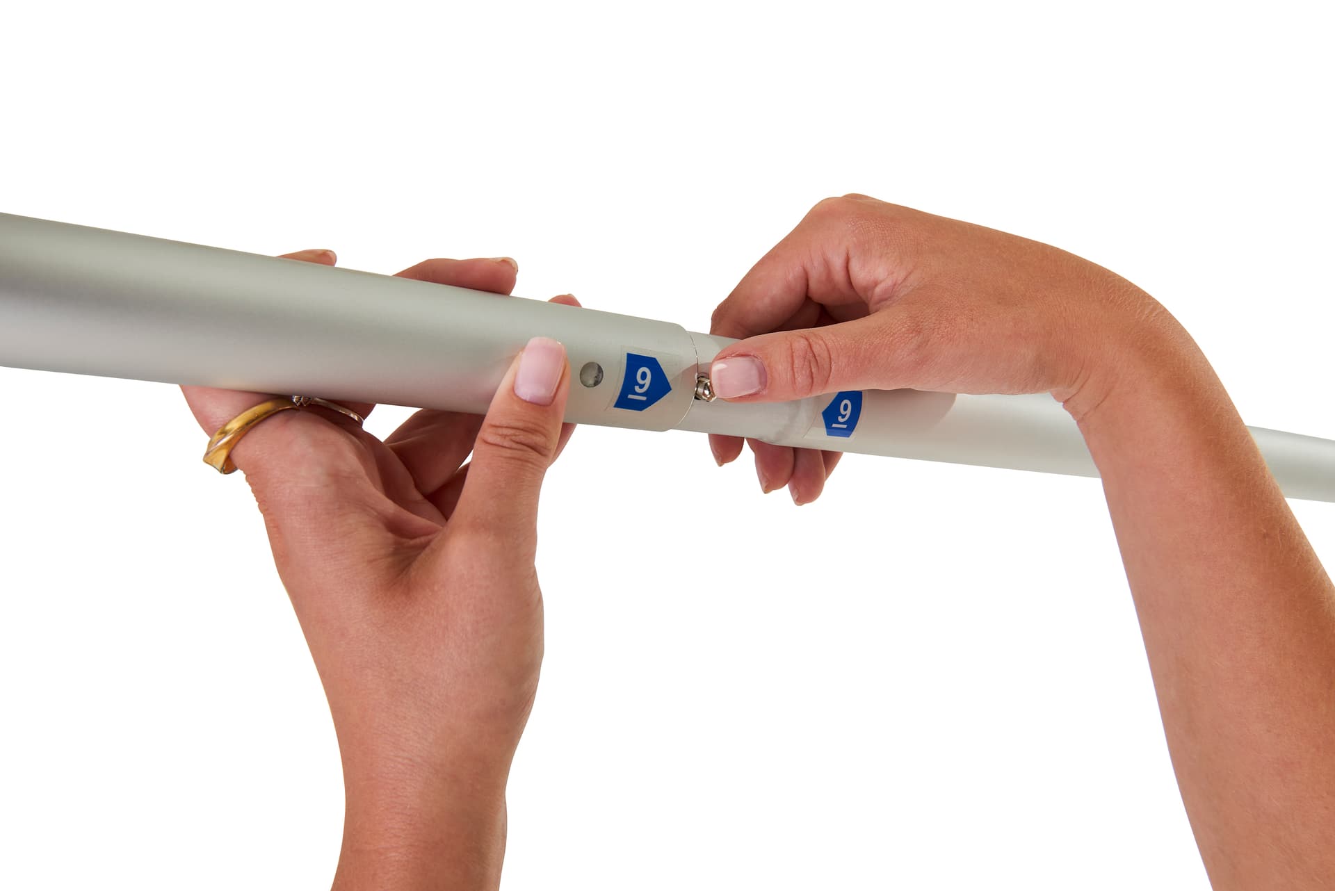In-ground banner frame with easy push-pin button assembly 