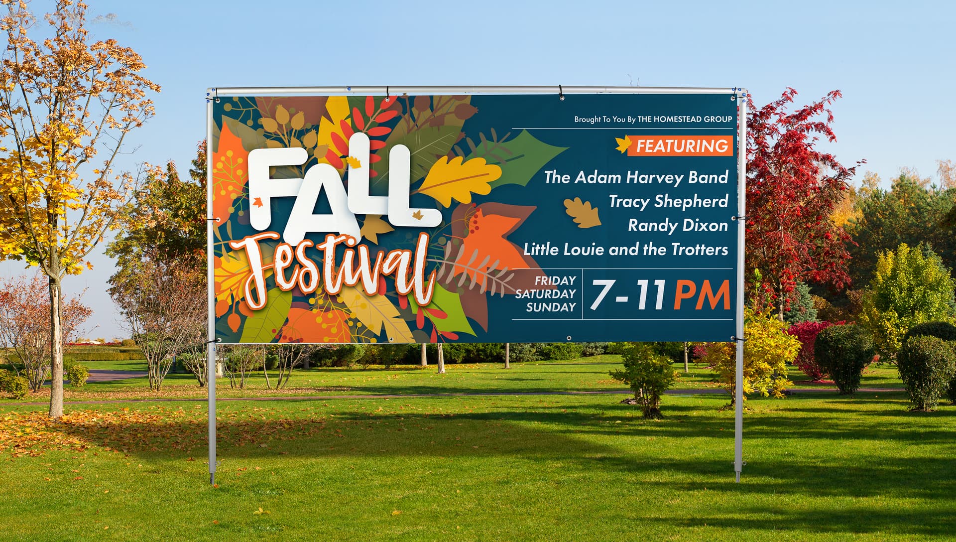 In-ground banner frame with outdoor rated design