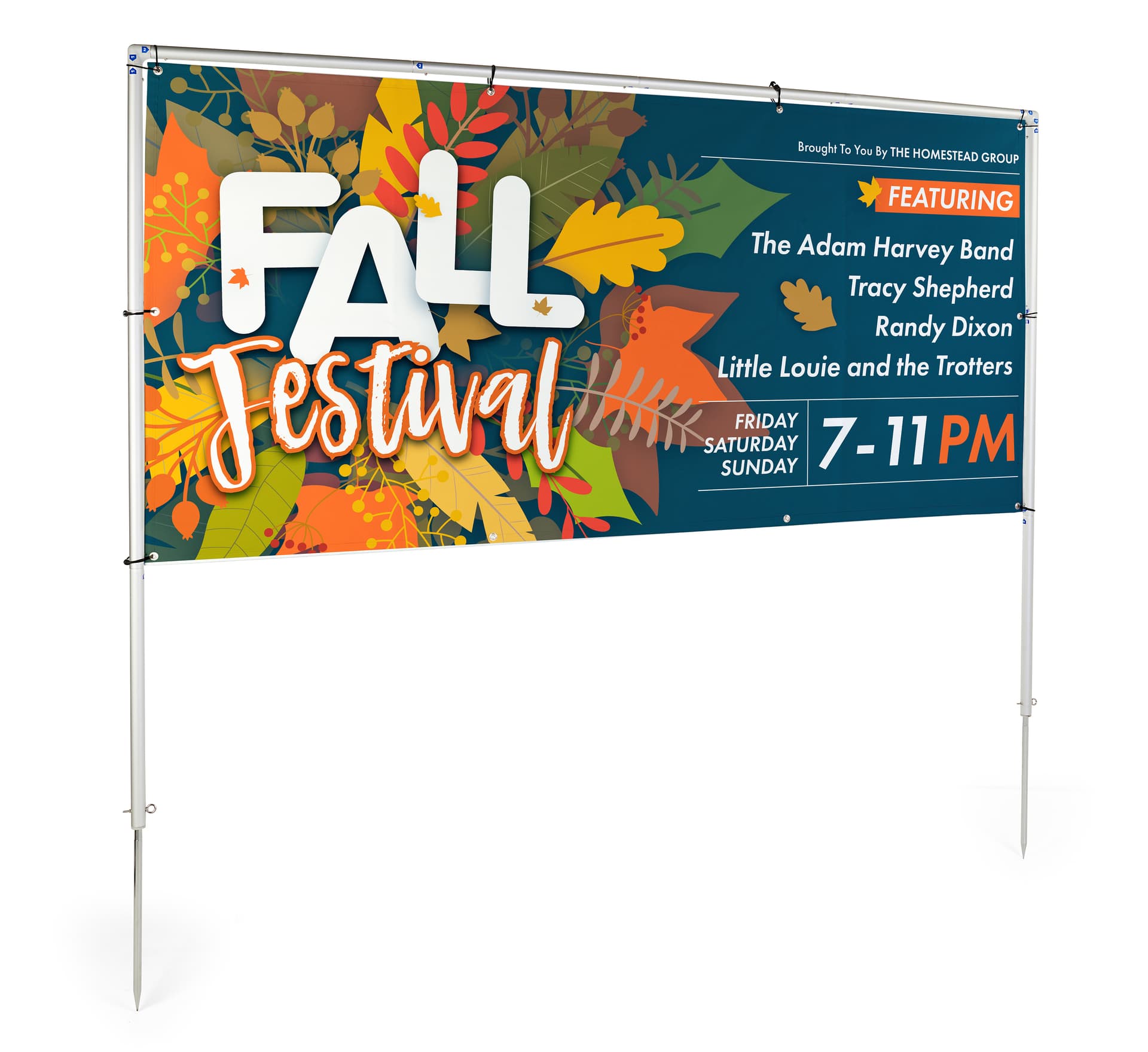 In-ground banner frame with adjustable frame size