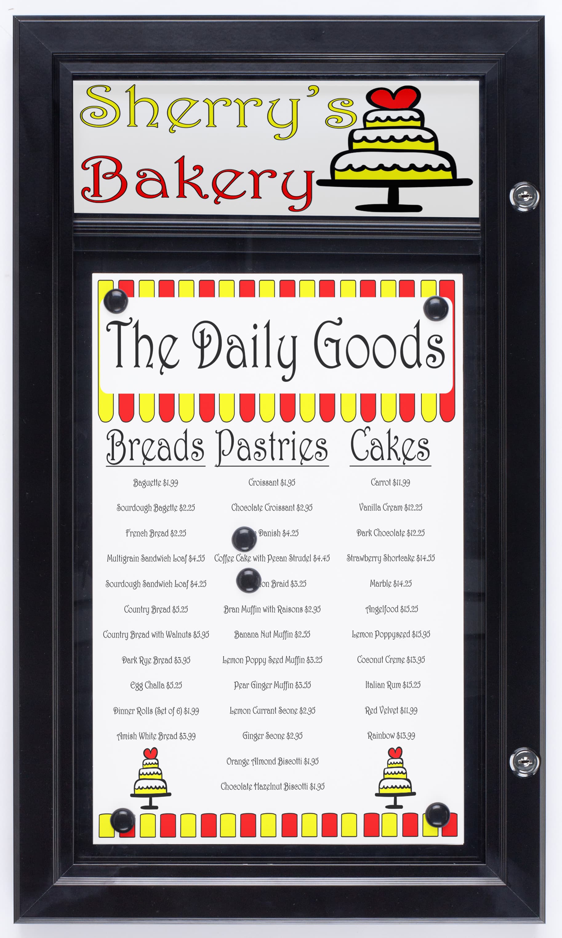 Black Menu Display Case