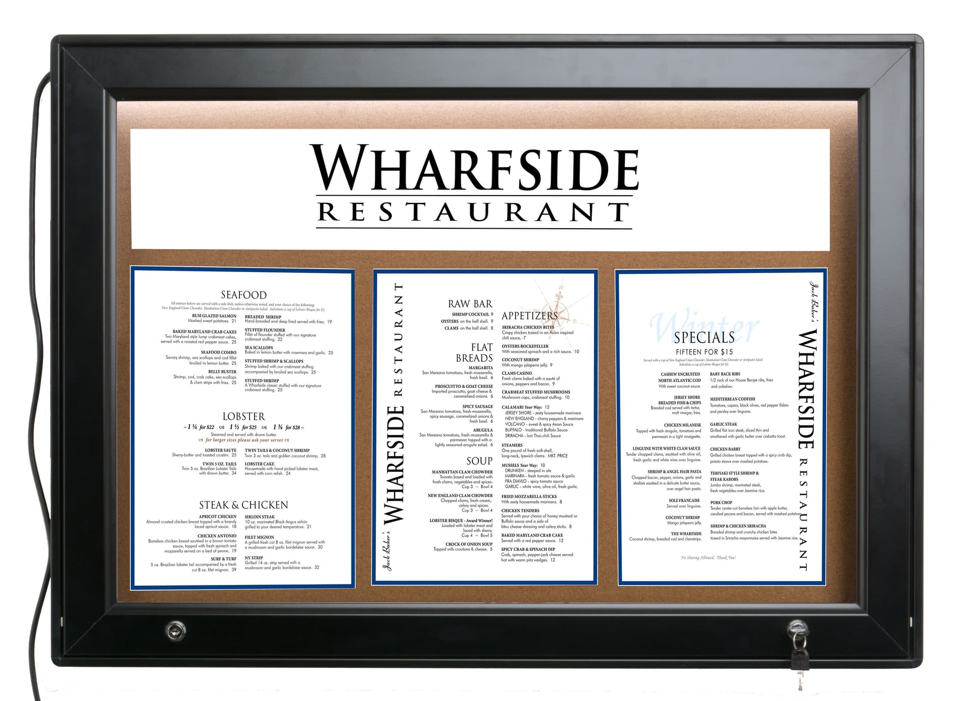 LED Corkboard Menu Box 