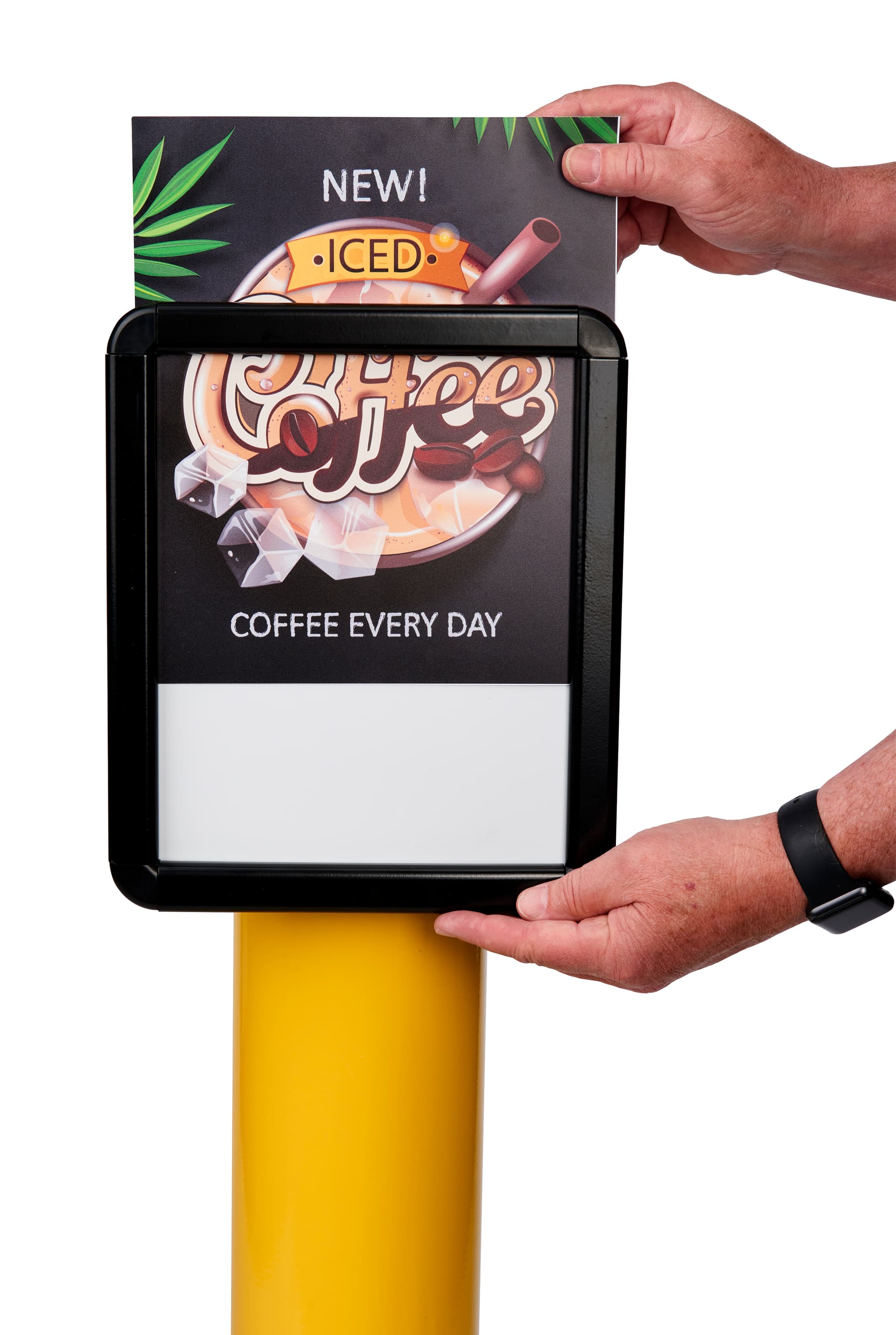 Custom printed graphics for OP1012BOLSG bollard sign topper are easy to apply 
