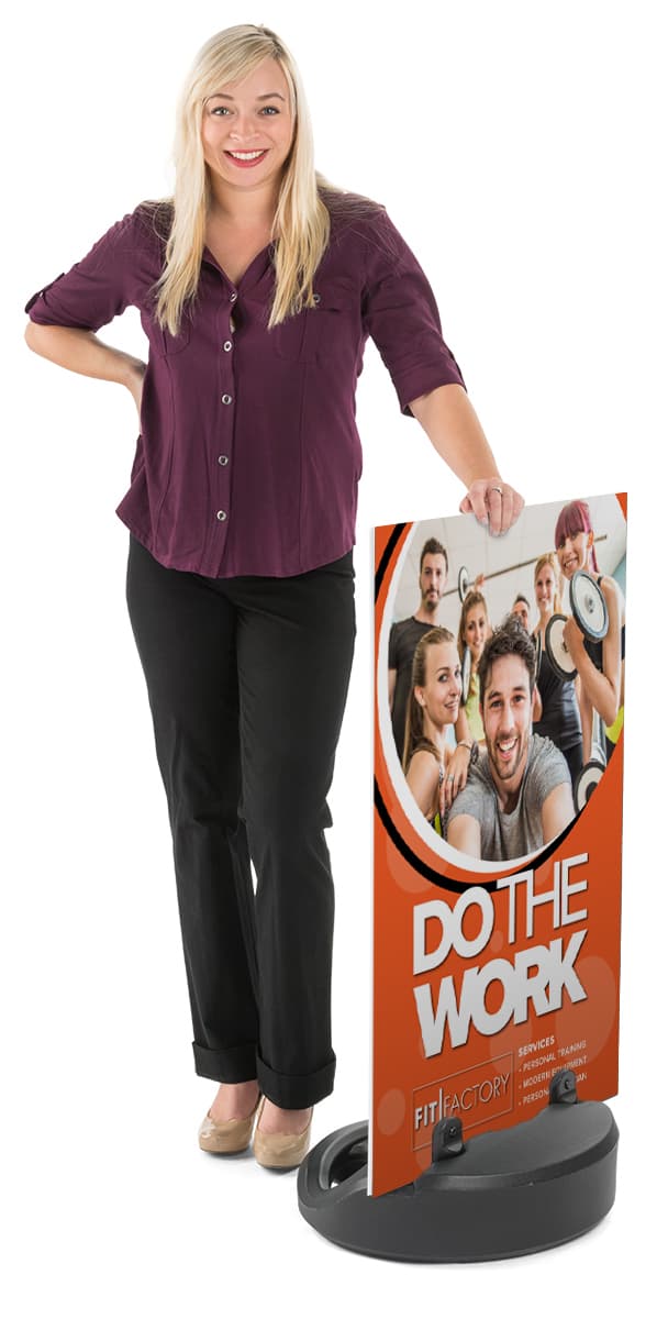 Floor Standing Waterbase Pavement Sign with Custom Graphics