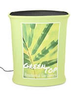 Custom illuminated pop-up trade show counter with full color graphics