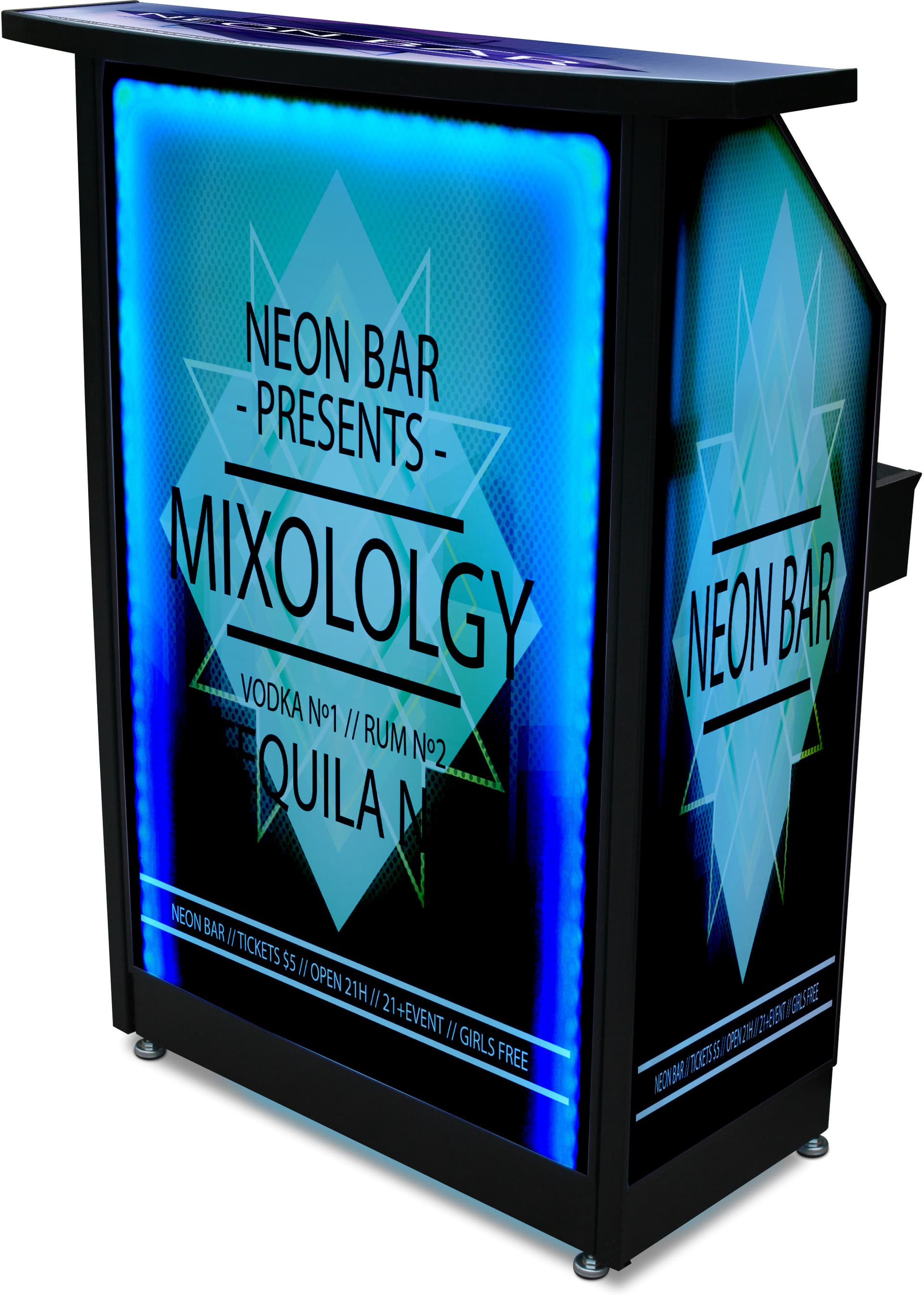 Custom Graphic LED 40” Portable Bar | 2 Caster Wheels | Displays2Go