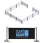 Café Barrier System w/ 11 Custom Banners (1 Color Printing) & 12 Stanchions - Black