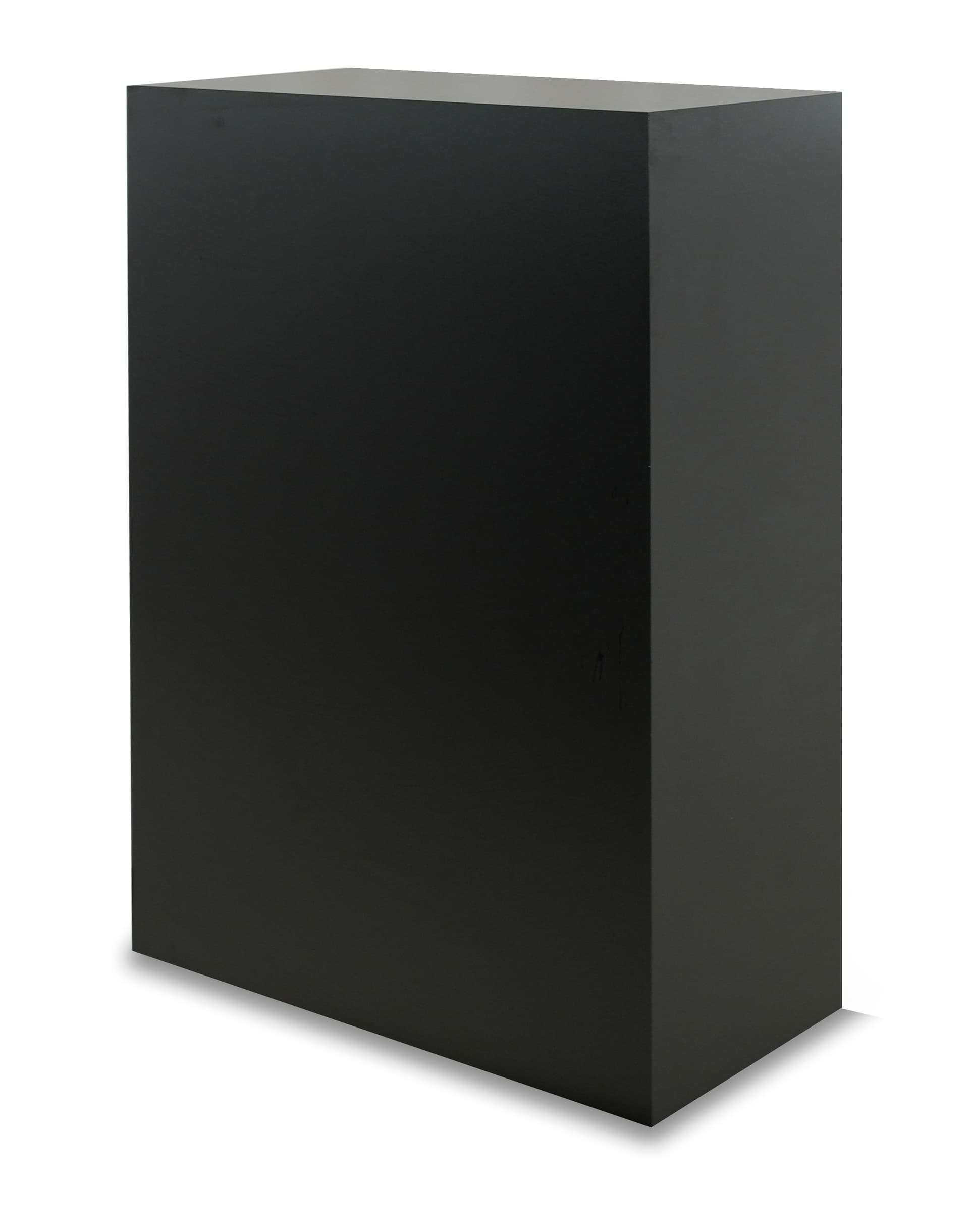 Retail display pedestal can be used on its side for more display space and tiering opportunities