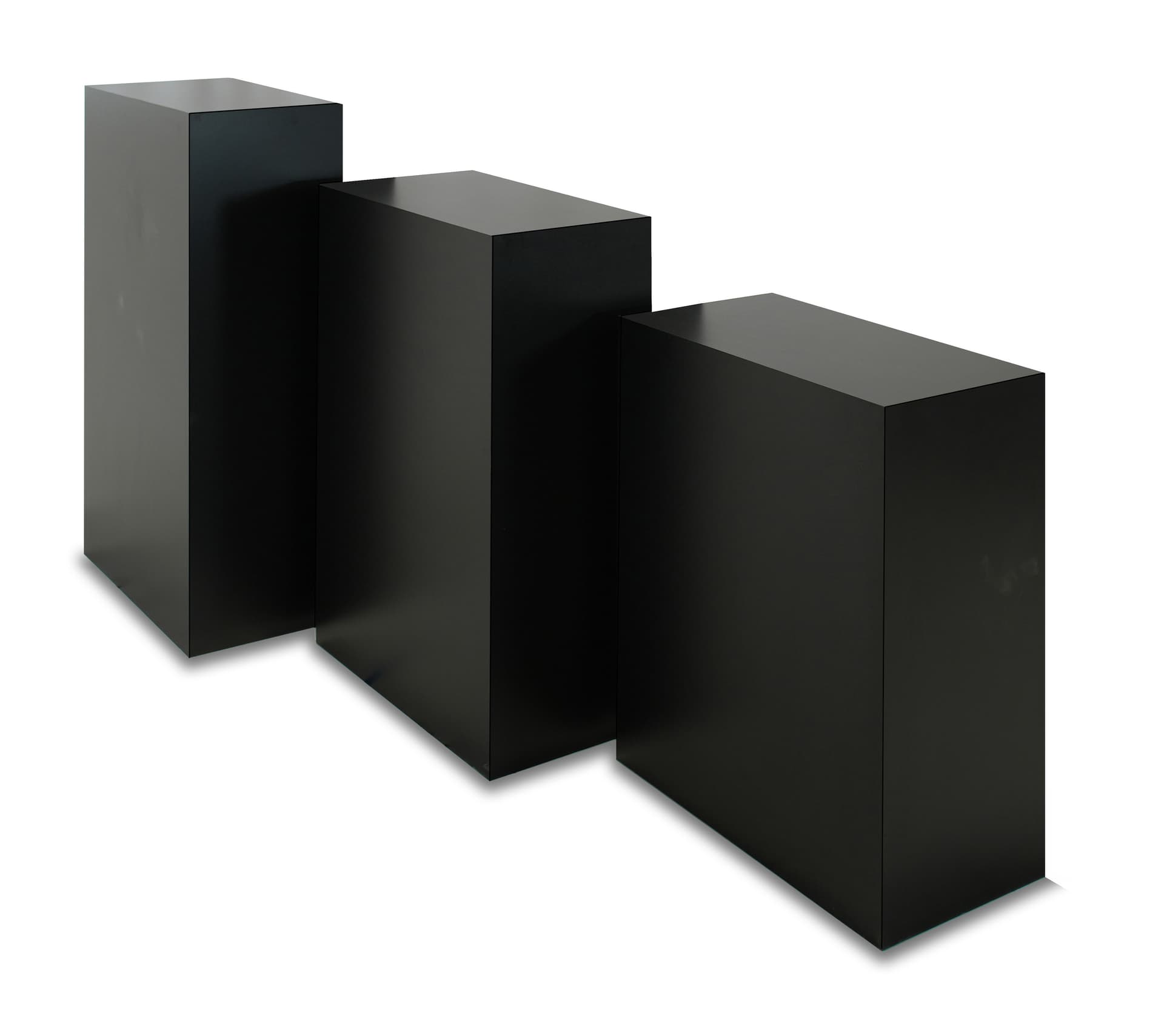 Display pedestal set with sleek laminate finish