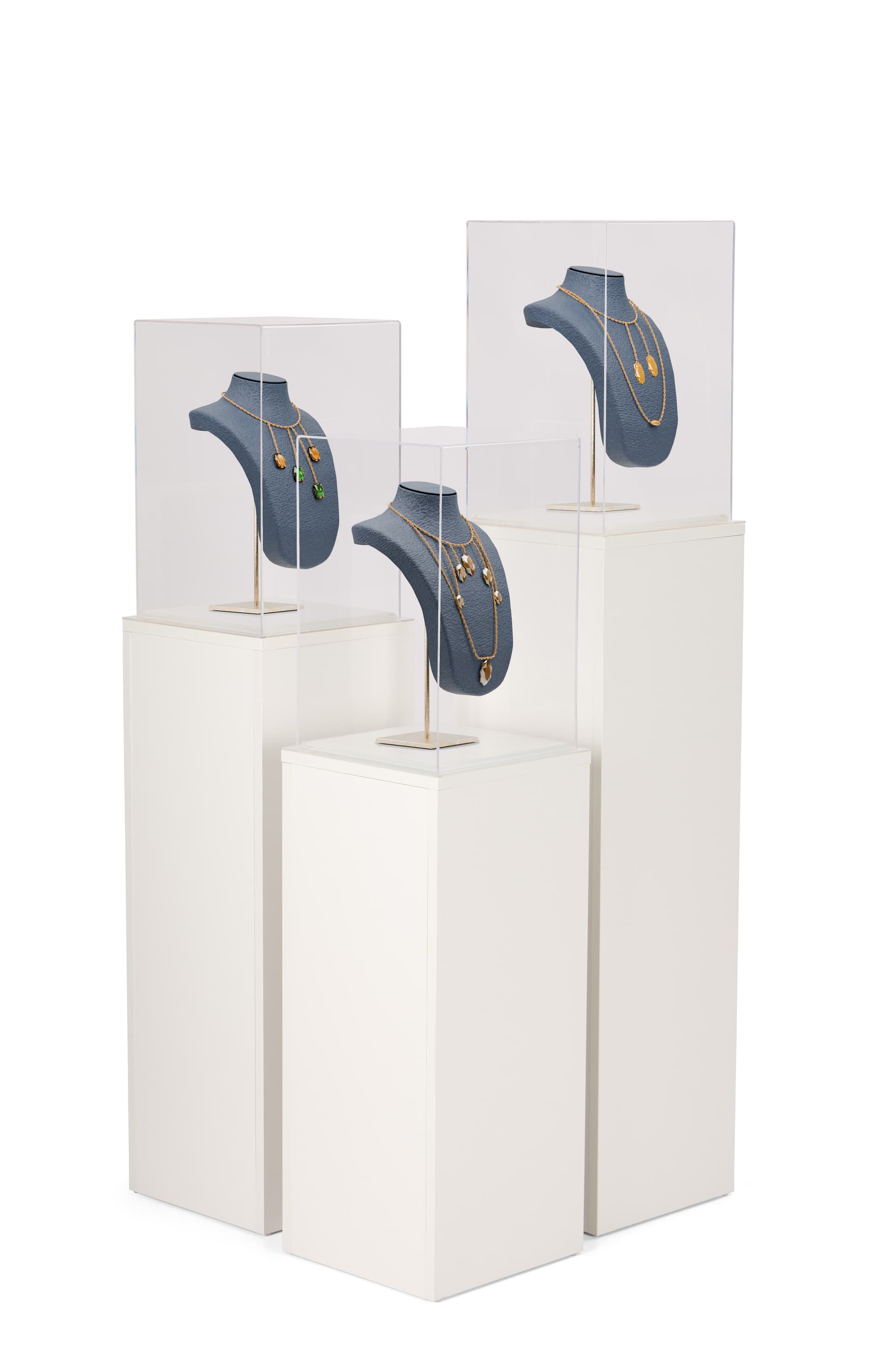 Pedestal display stands with recycled acrylic topper