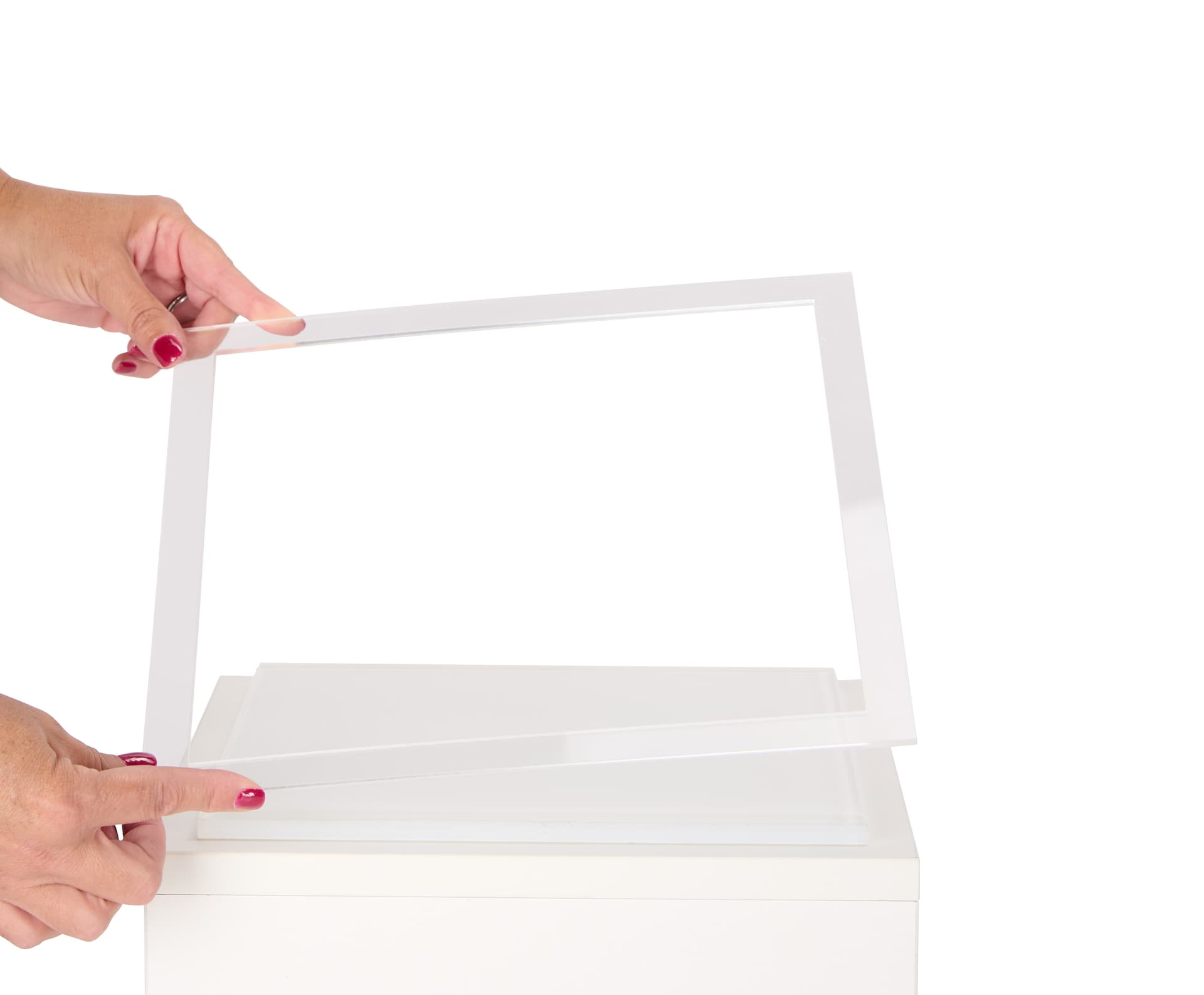 Pedestal display stands with acrylic spacer