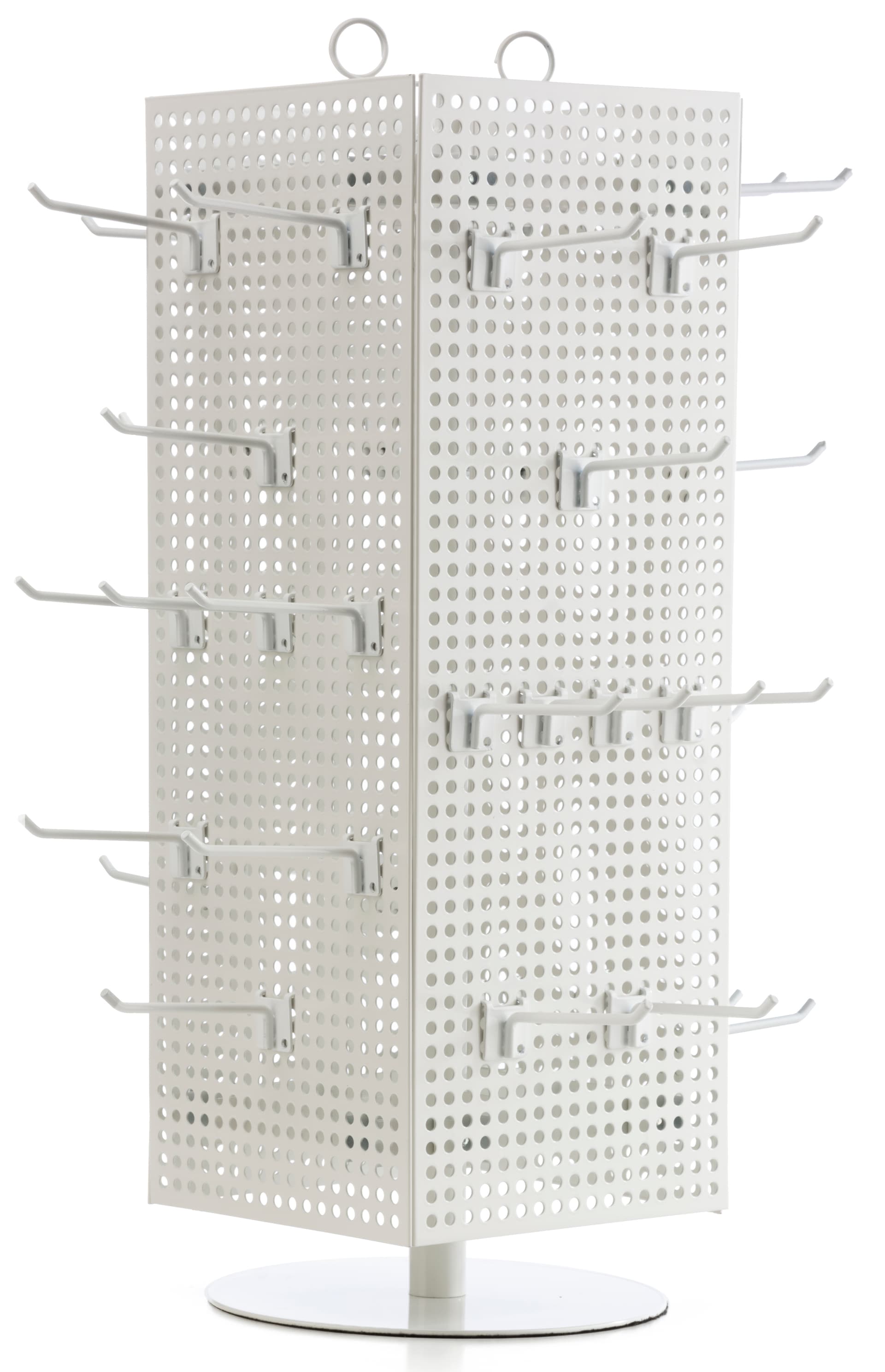 8" White Peg Hooks with Neutral Finish