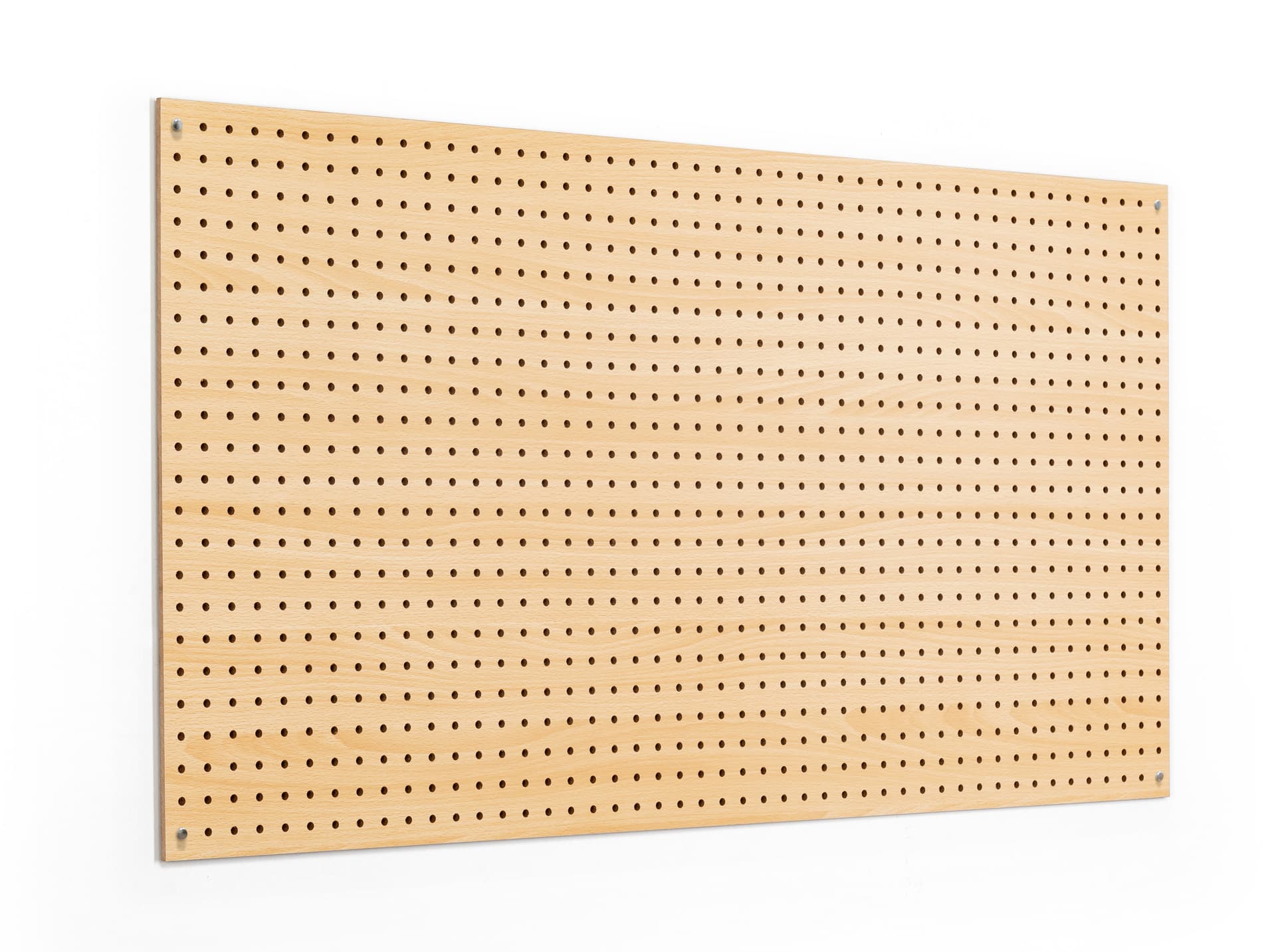 Natural stained MDF pegboard retail display