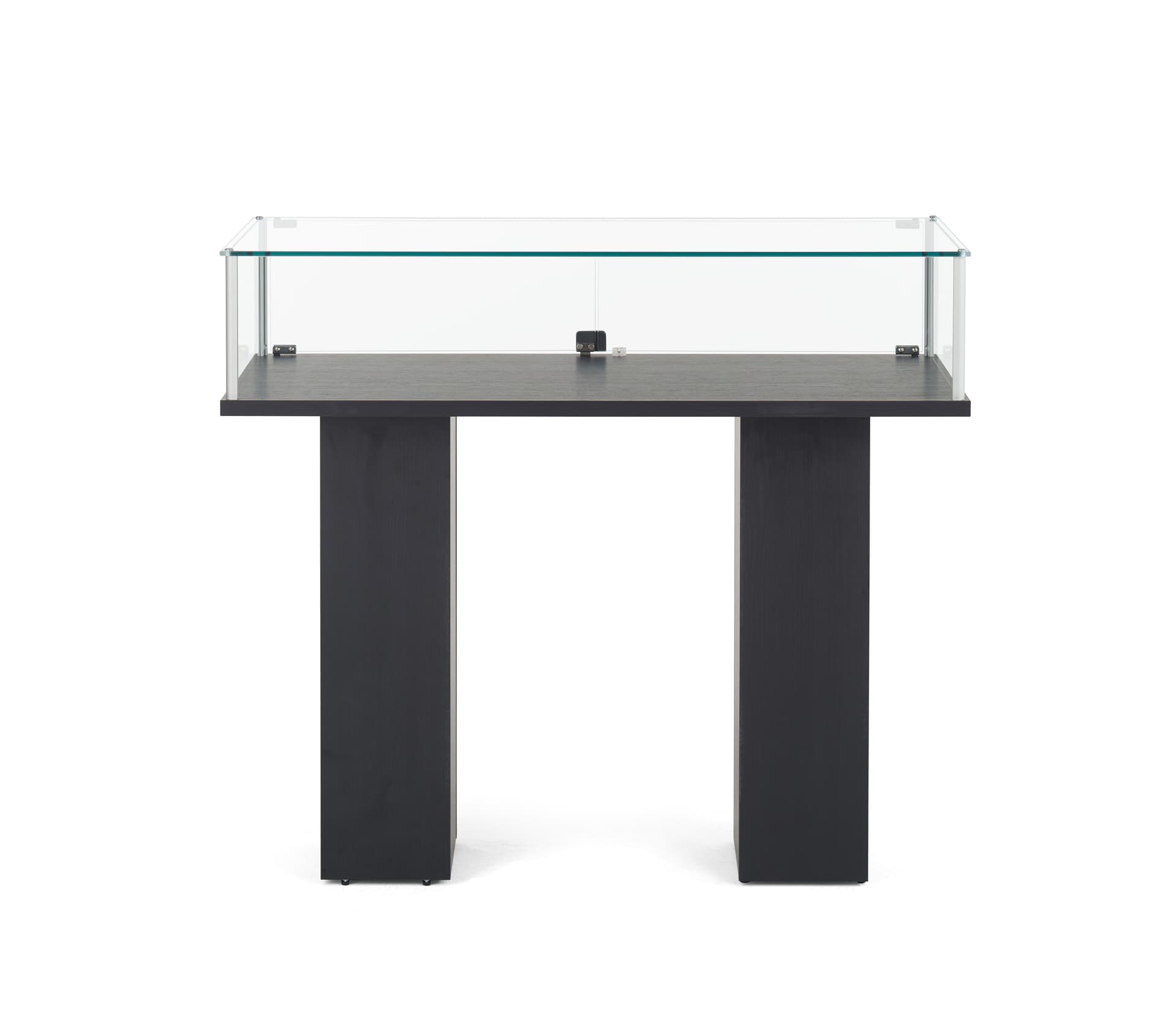 Glass Pedestal Showcase With Tempered Glass Case And Black Veneer MDF Base-Assembly Required