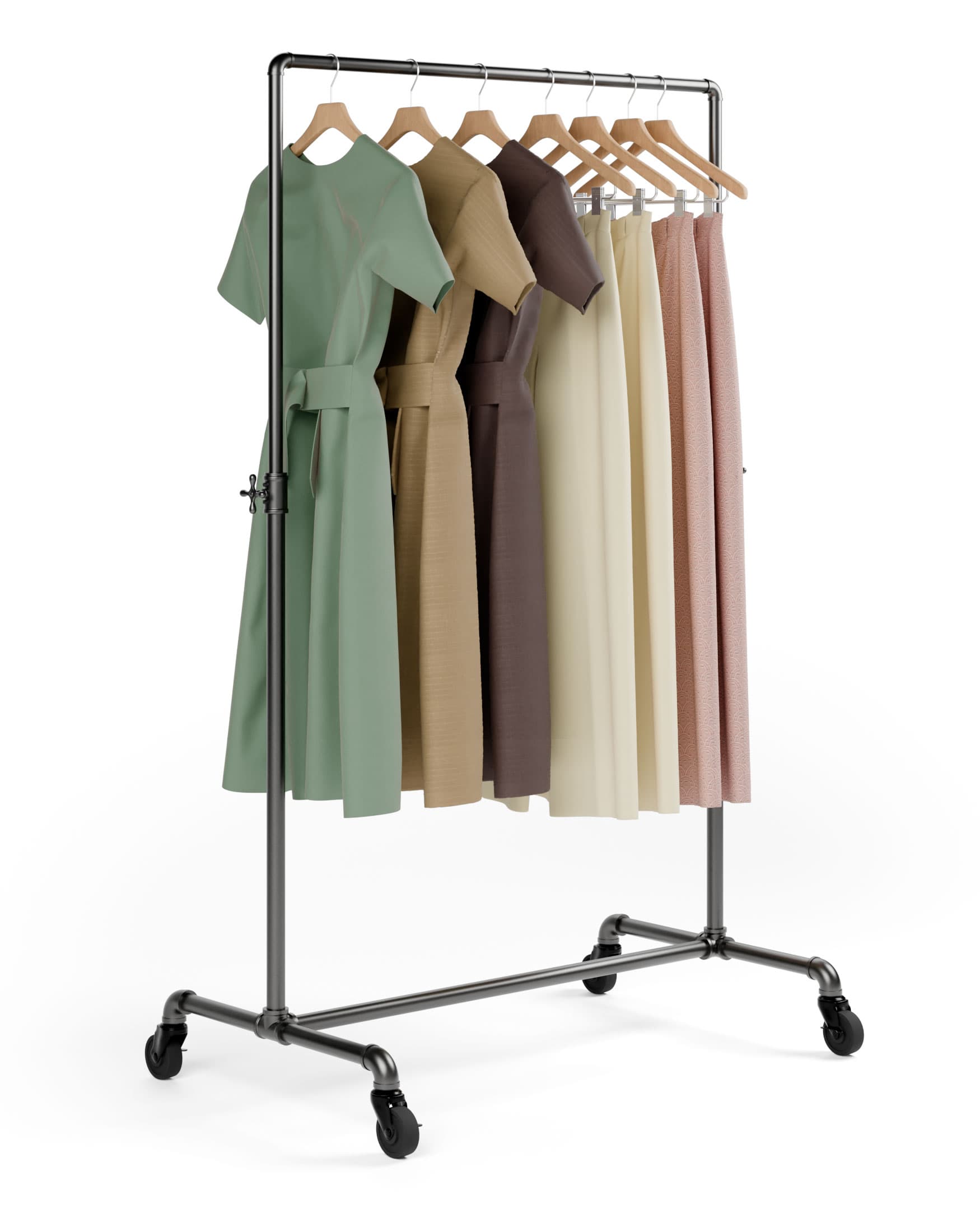 ballet bar clothing rack with long garments