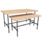 Set of 2 Wooden Pipeline Nesting Tables, Rectangular, Steel Legs - Oak/Gray