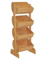 Wooden Crate Display with 4 Pine Bins