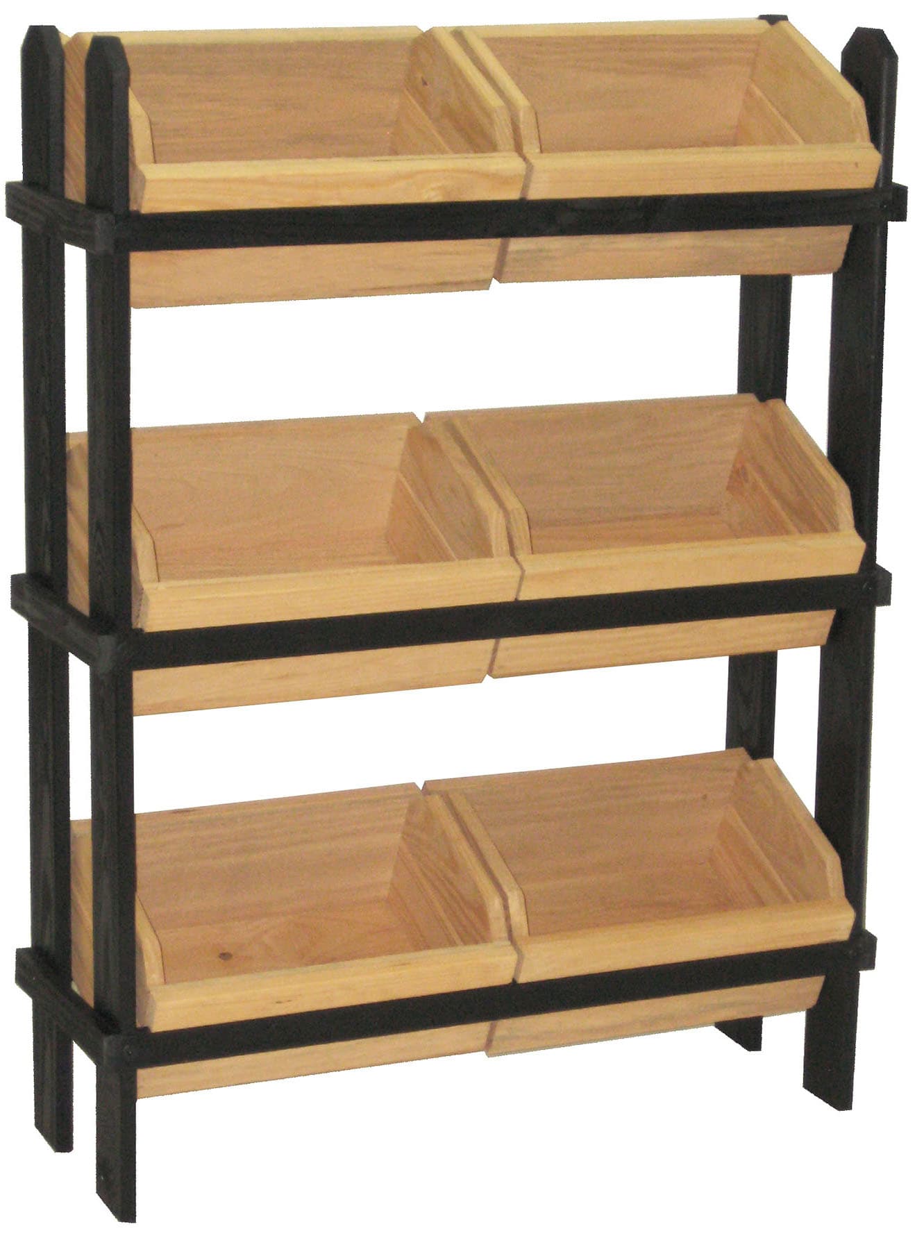 Tiered Crate Display with Black Solid Pine Frame