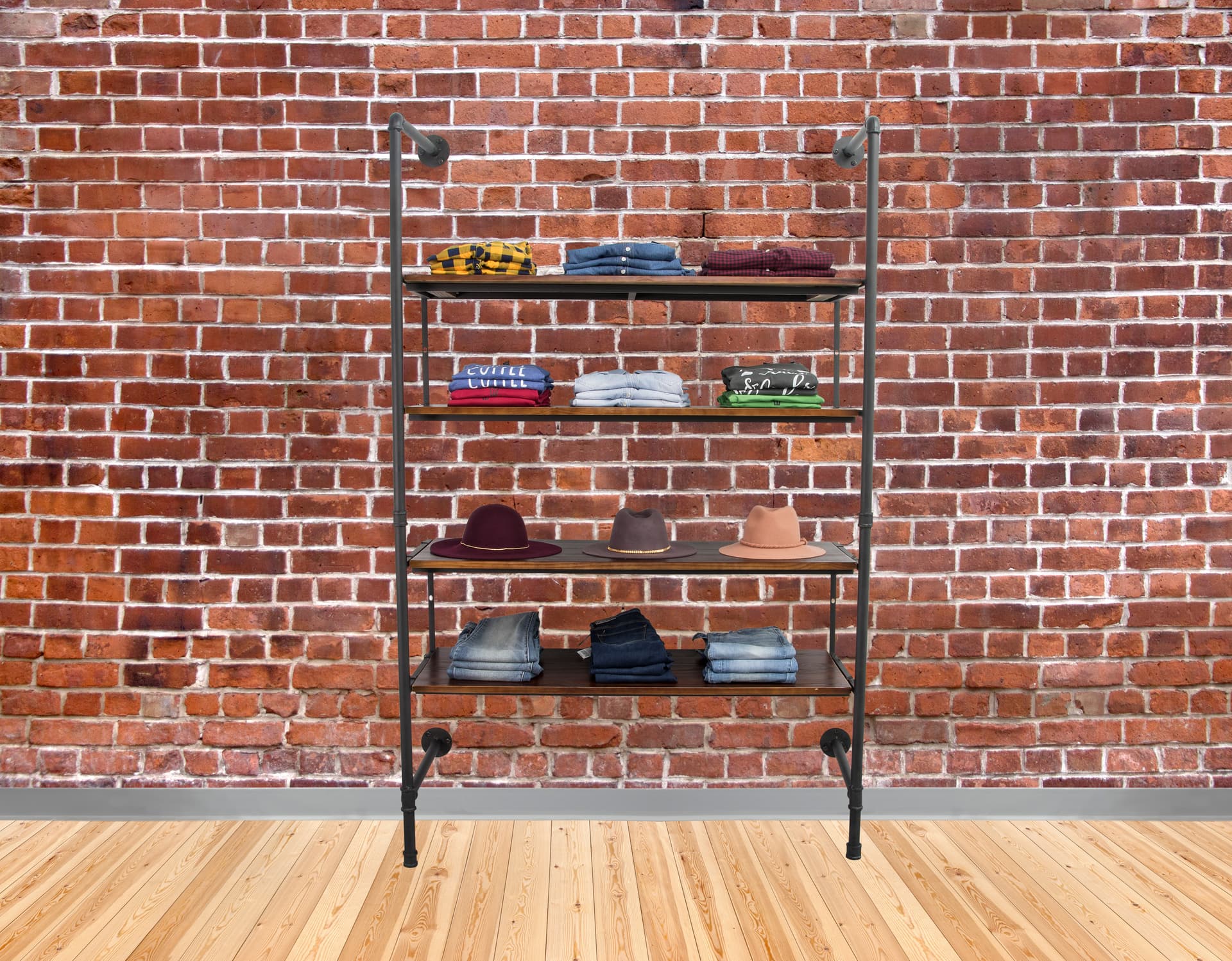 Multi-Tiered Industrial Retail Wall Shelves