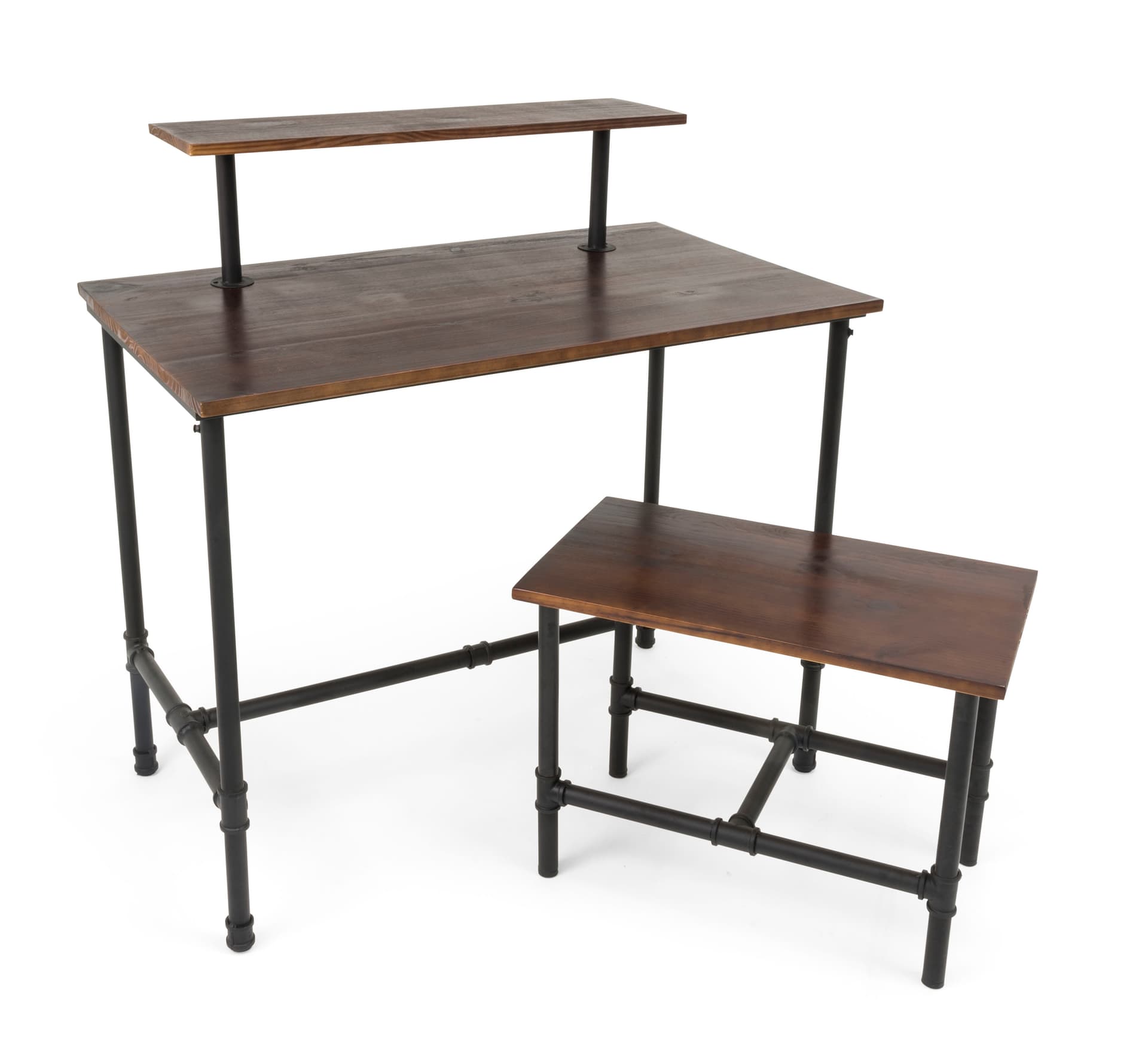 Dark Brown Set of Pipe Display Nesting Tables