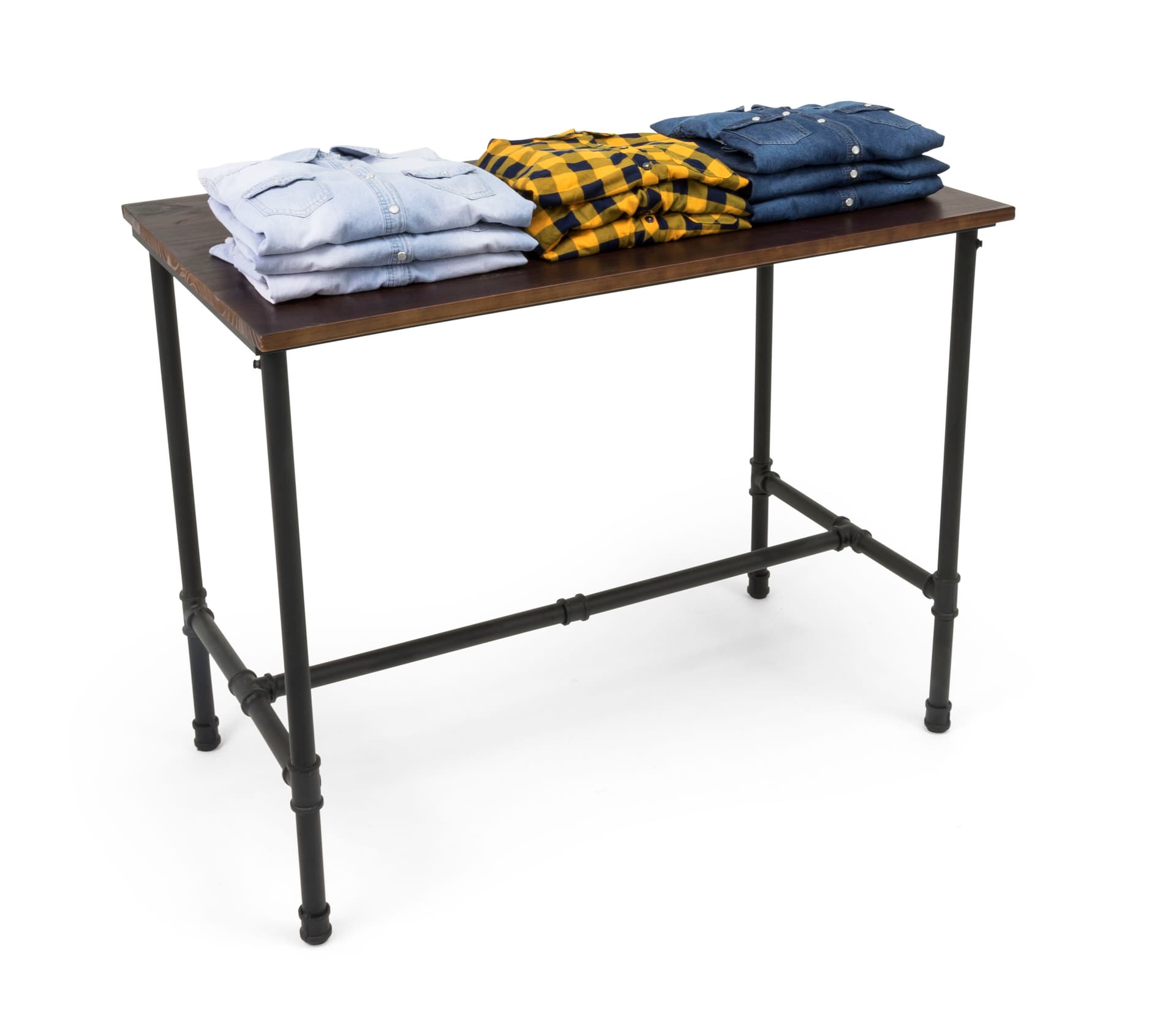 Large Pipe Display Table for Showcasing Folded Clothes