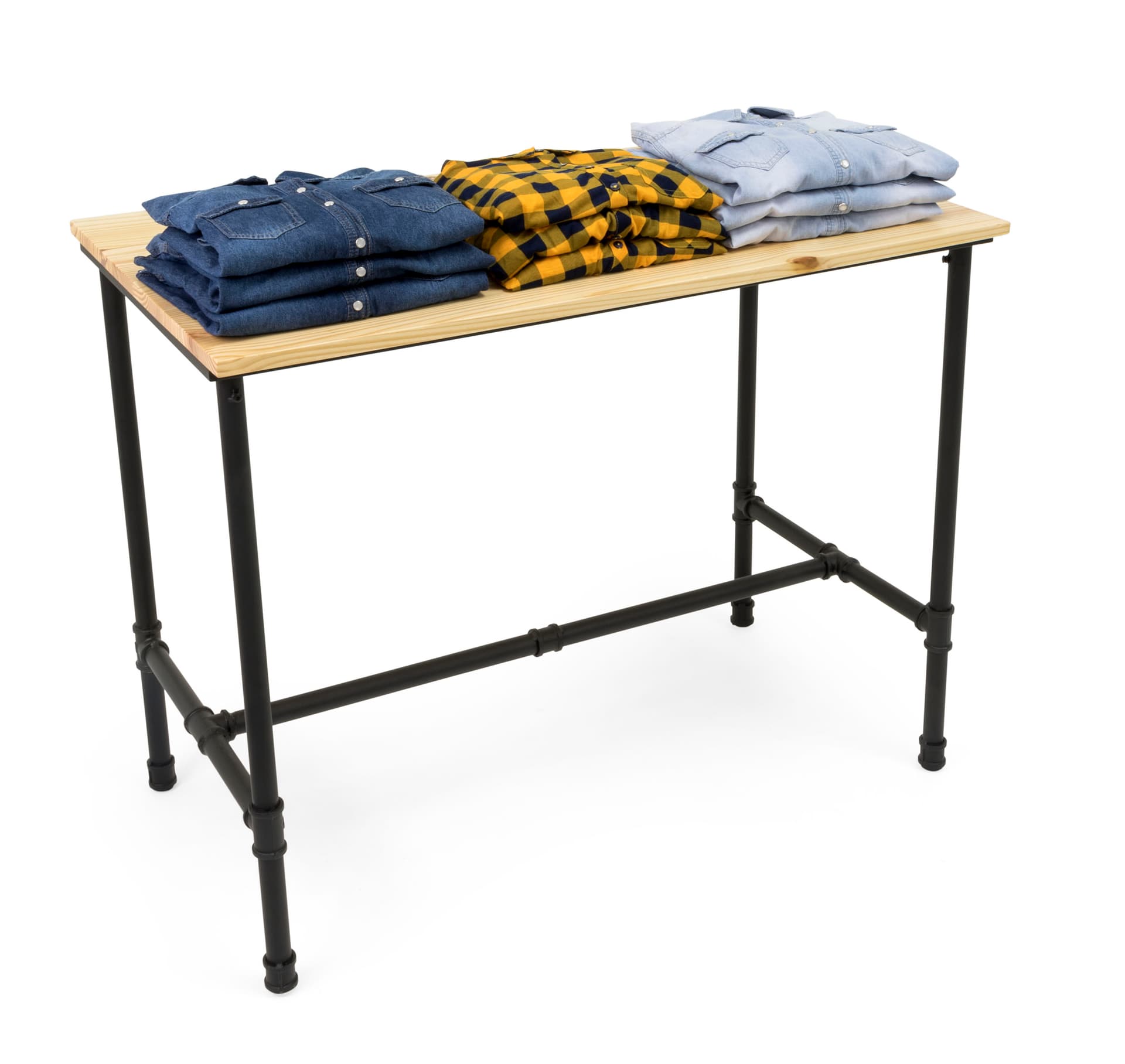 Large Pipe Retail Table with Black Powder Coated Legs
