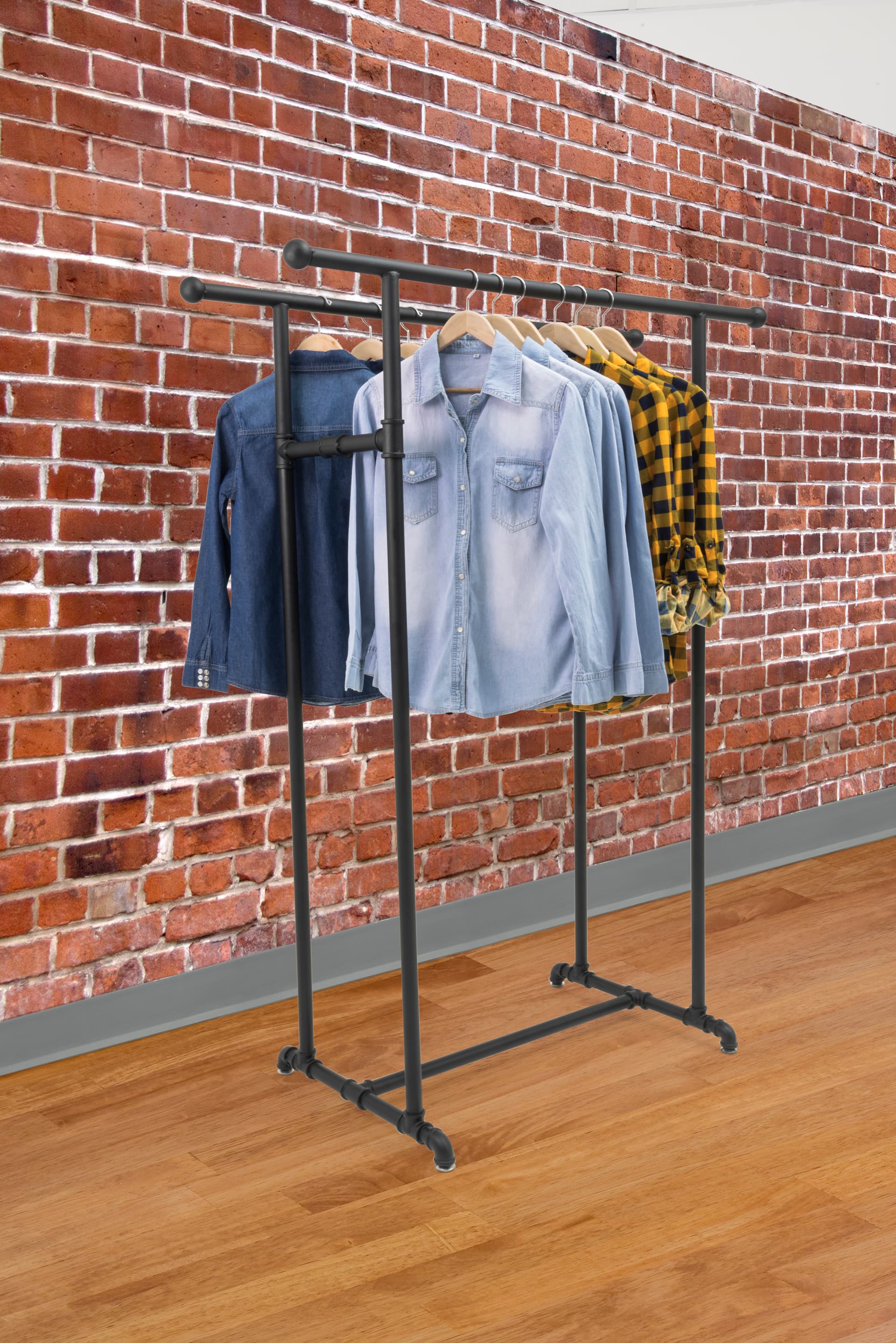 Double Rail Pipe Clothing Rack for Hanging Garments