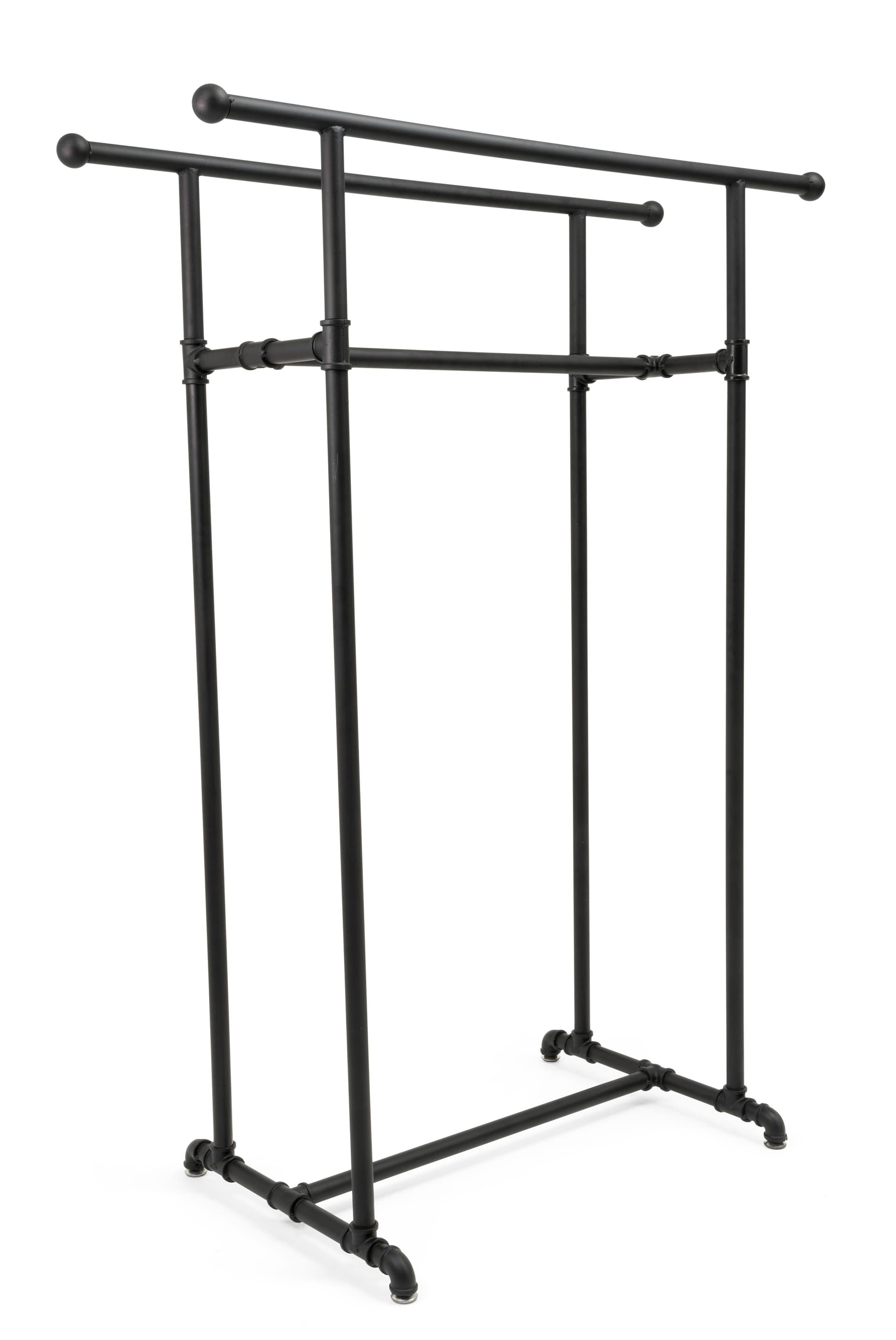 Double Rail Pipe Clothing Rack with Knobs at End