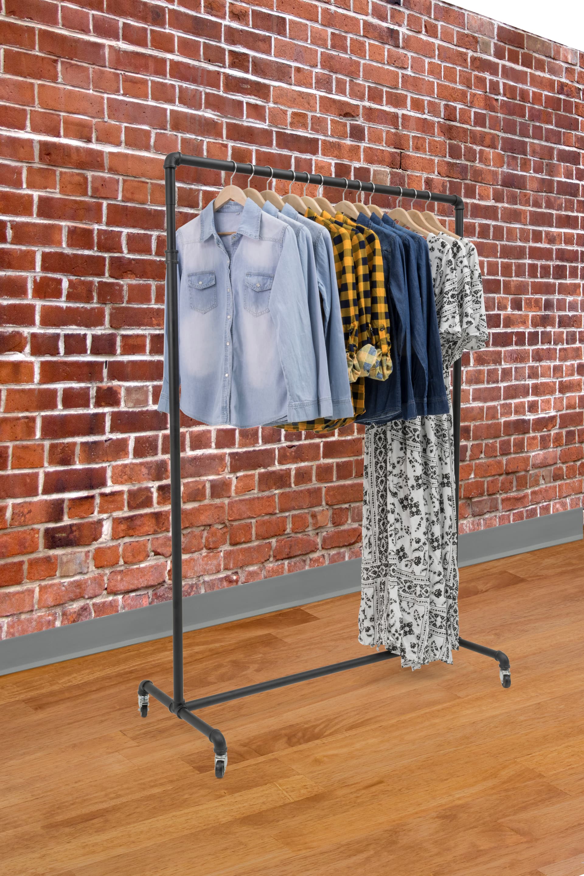 Pipe Ballet Bar Clothing Rack with Rustic Design