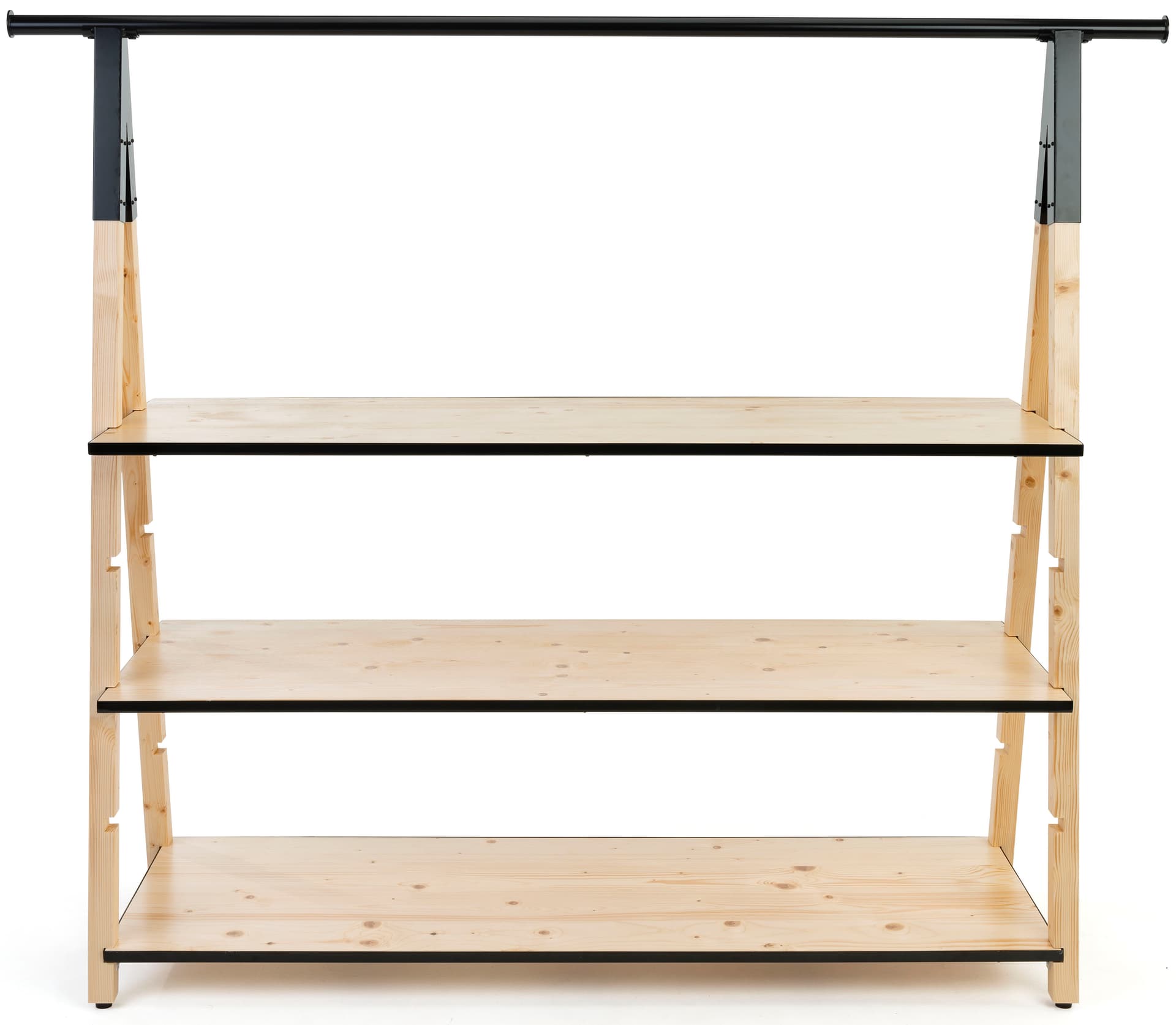 Wooden A Frame Clothing Rack with Base Shelves | Adjustable Tiers ...