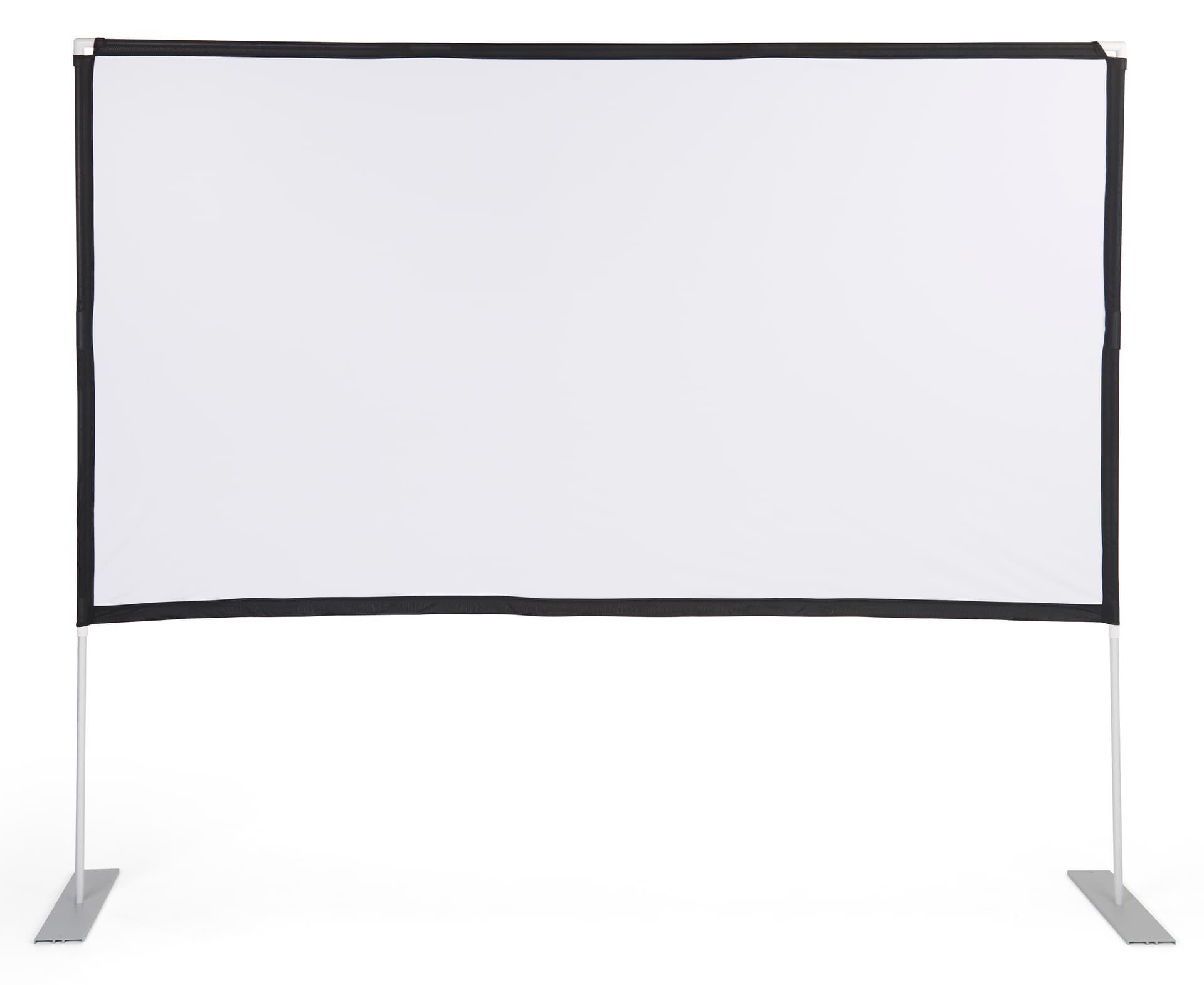 Outdoor movie projector screen with 100" diagonal viewing display 